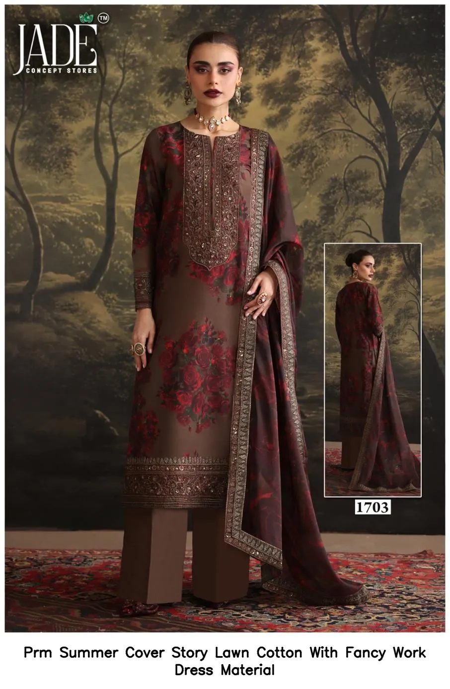 Prm Summer Cover Story Lawn Cotton With Fancy Work Dress Material — Wholesale Dress Material, Prm Trendz wholesale from Surat - Gallery Image 4