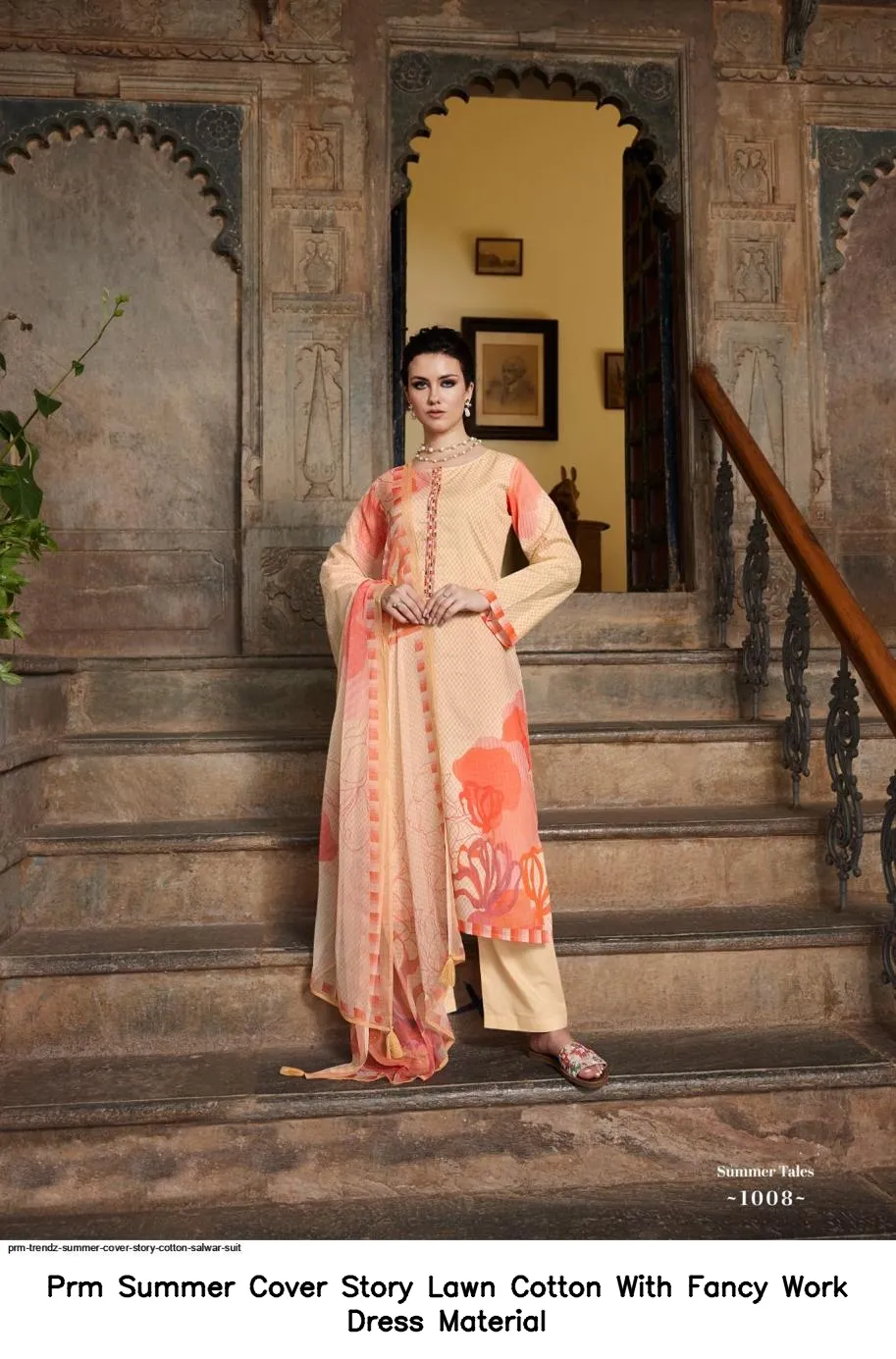 Prm Summer Cover Story Lawn Cotton With Fancy Work Dress Material — Wholesale Dress Material, Prm Trendz wholesale from Surat - Gallery Image 5