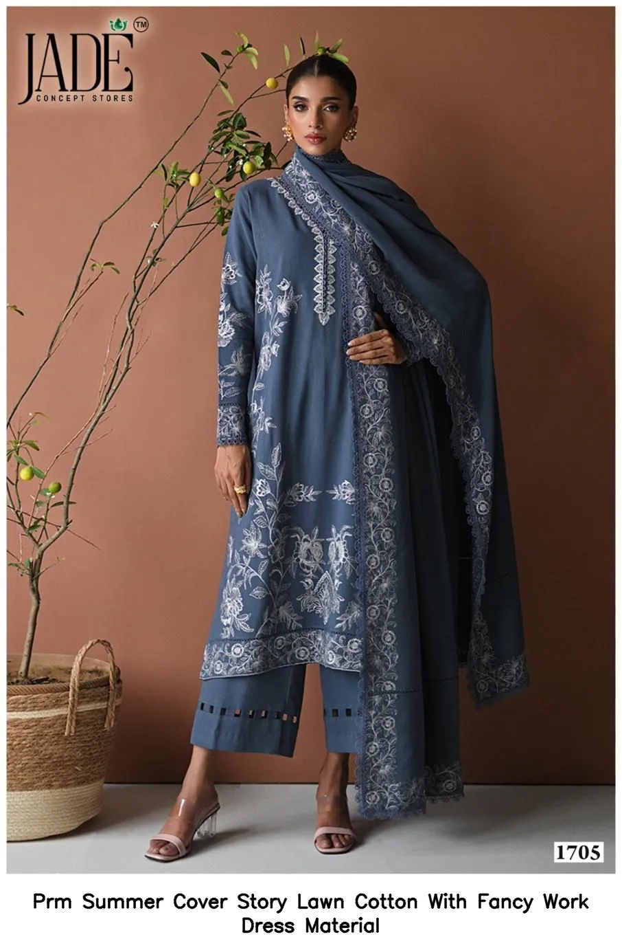 Prm Summer Cover Story Lawn Cotton With Fancy Work Dress Material — Wholesale Dress Material, Prm Trendz wholesale from Surat - Gallery Image 6