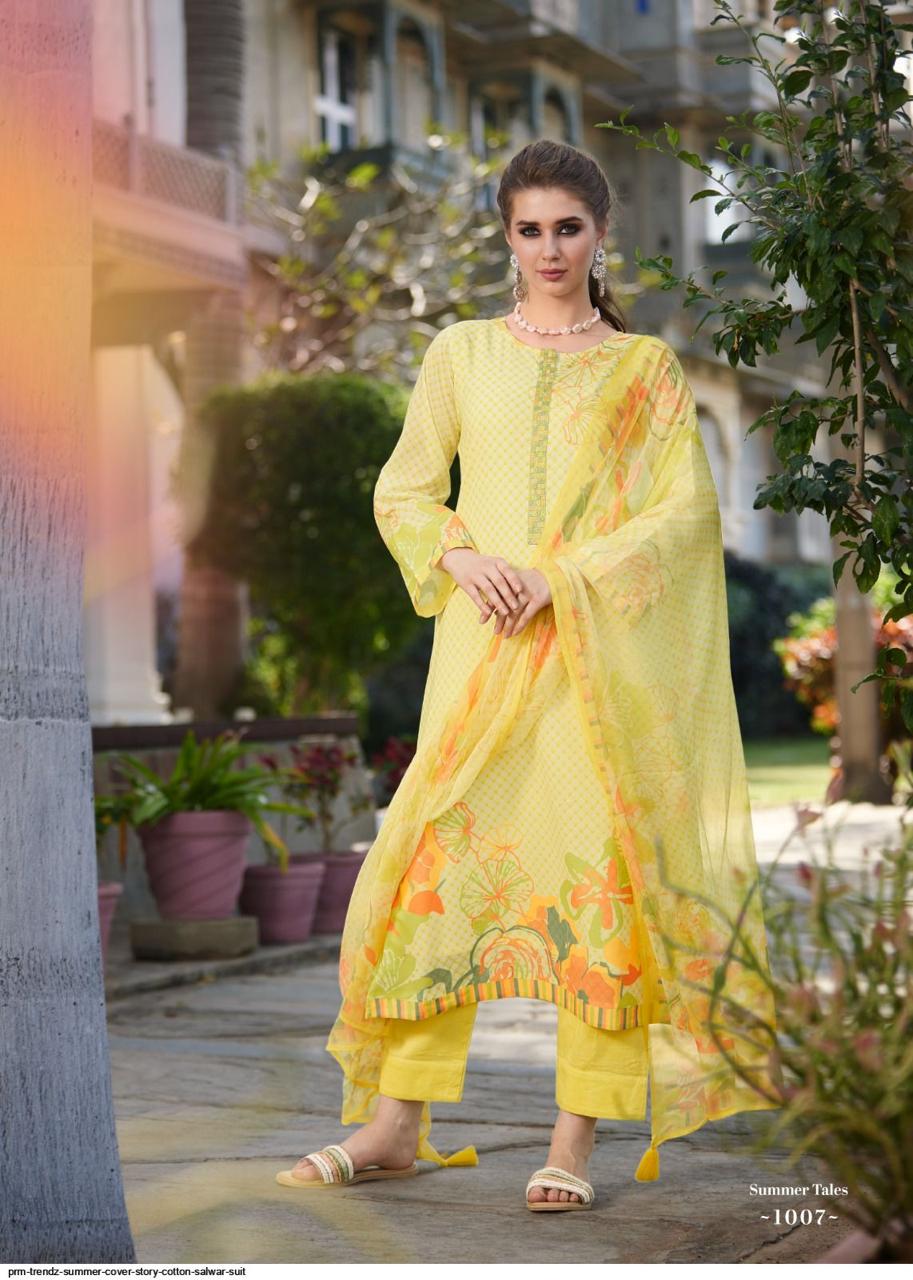 Prm Summer Cover Story Lawn Cotton With Fancy Work Dress Material
