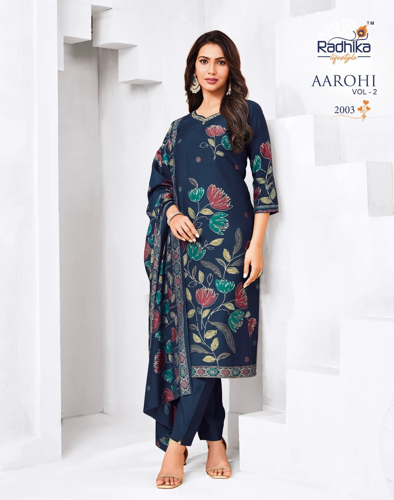 Radhika Aarohi Vol 2 Modal Discharge Printed Kurti With Bottom Set