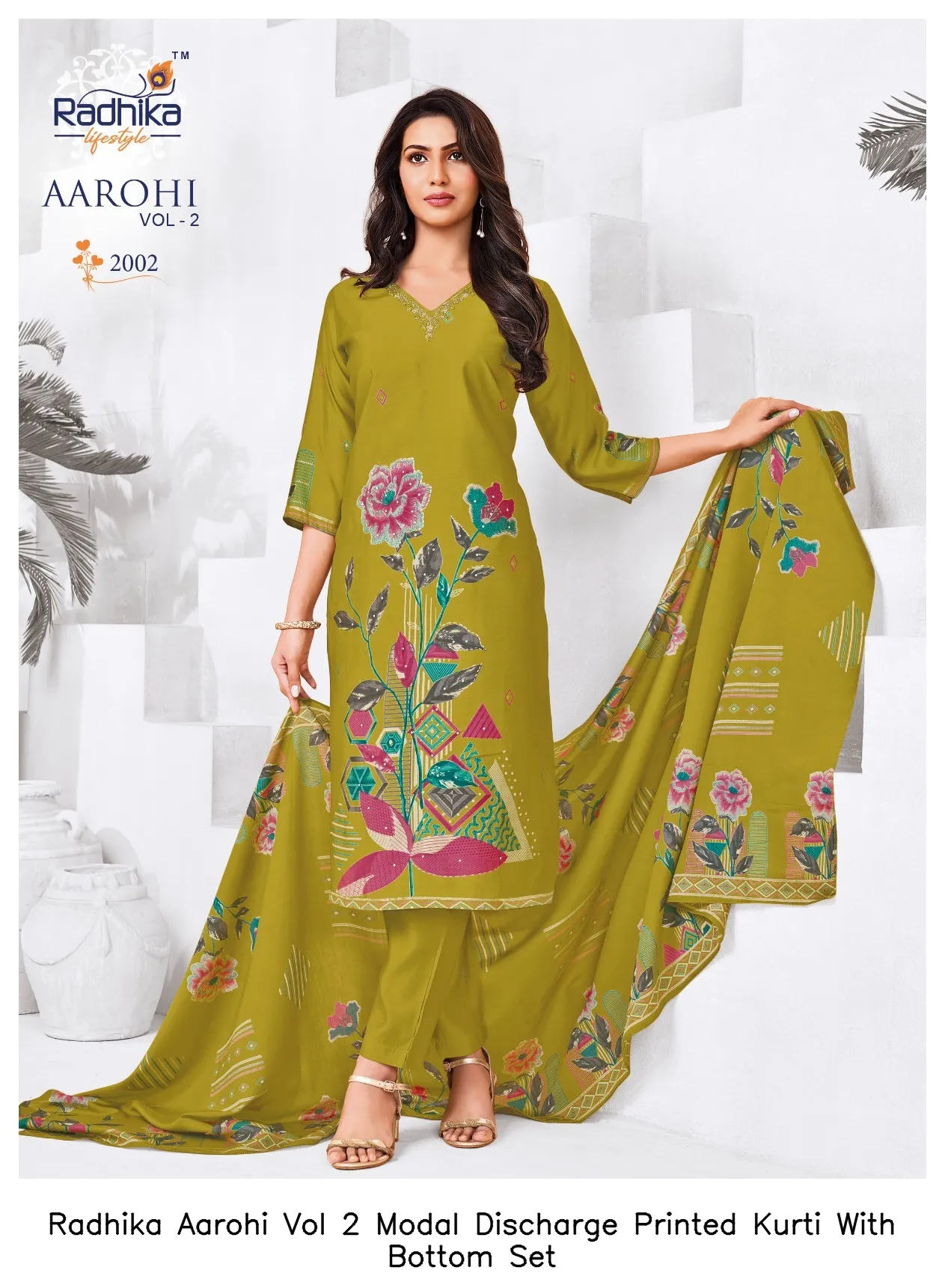 Radhika Aarohi Vol 2 Modal Discharge Printed Kurti With Bottom Set — Wholesale Salwar Suits, Radhika wholesale from Surat - Gallery Image 4