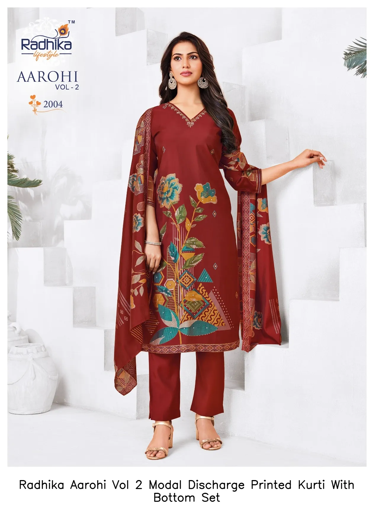 Radhika Aarohi Vol 2 Modal Discharge Printed Kurti With Bottom Set — Wholesale Salwar Suits, Radhika wholesale from Surat - Gallery Image 6