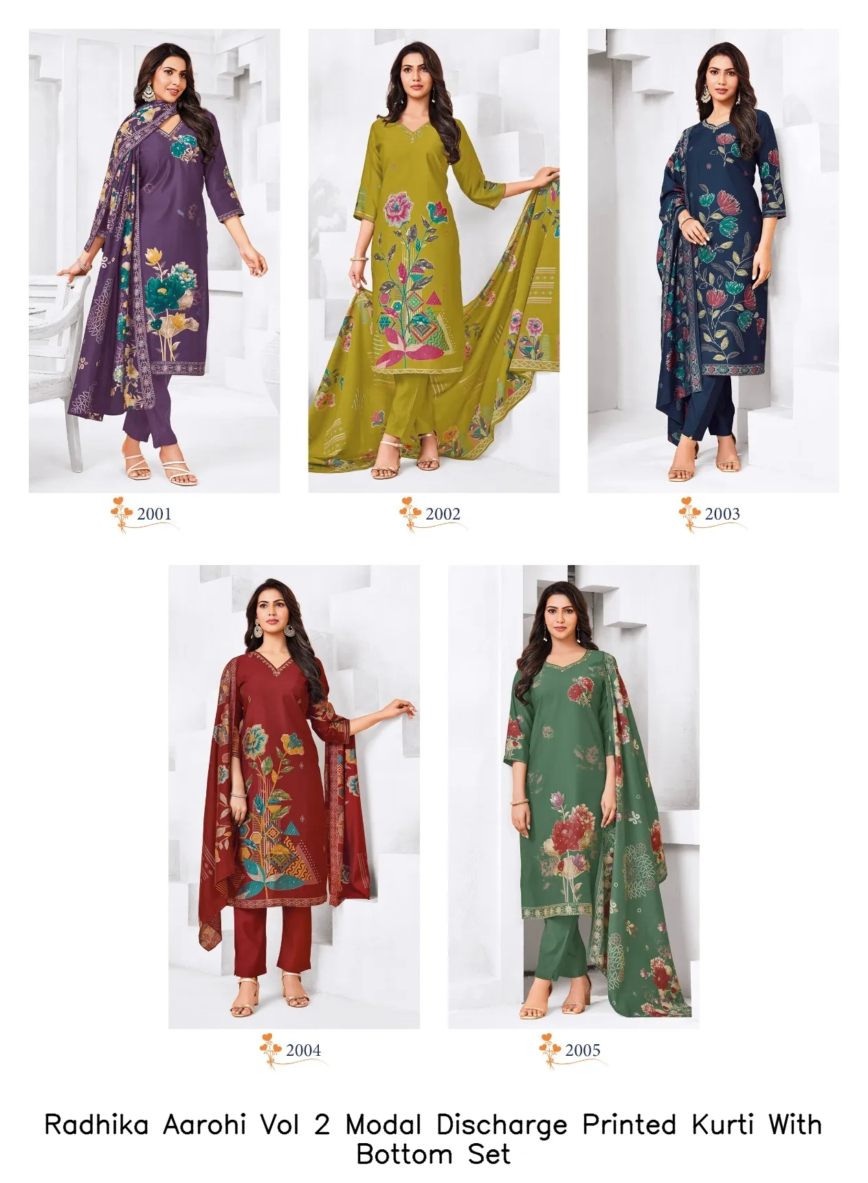 Radhika Aarohi Vol 2 Modal Discharge Printed Kurti With Bottom Set — Wholesale Salwar Suits, Radhika wholesale from Surat - Gallery Image 7