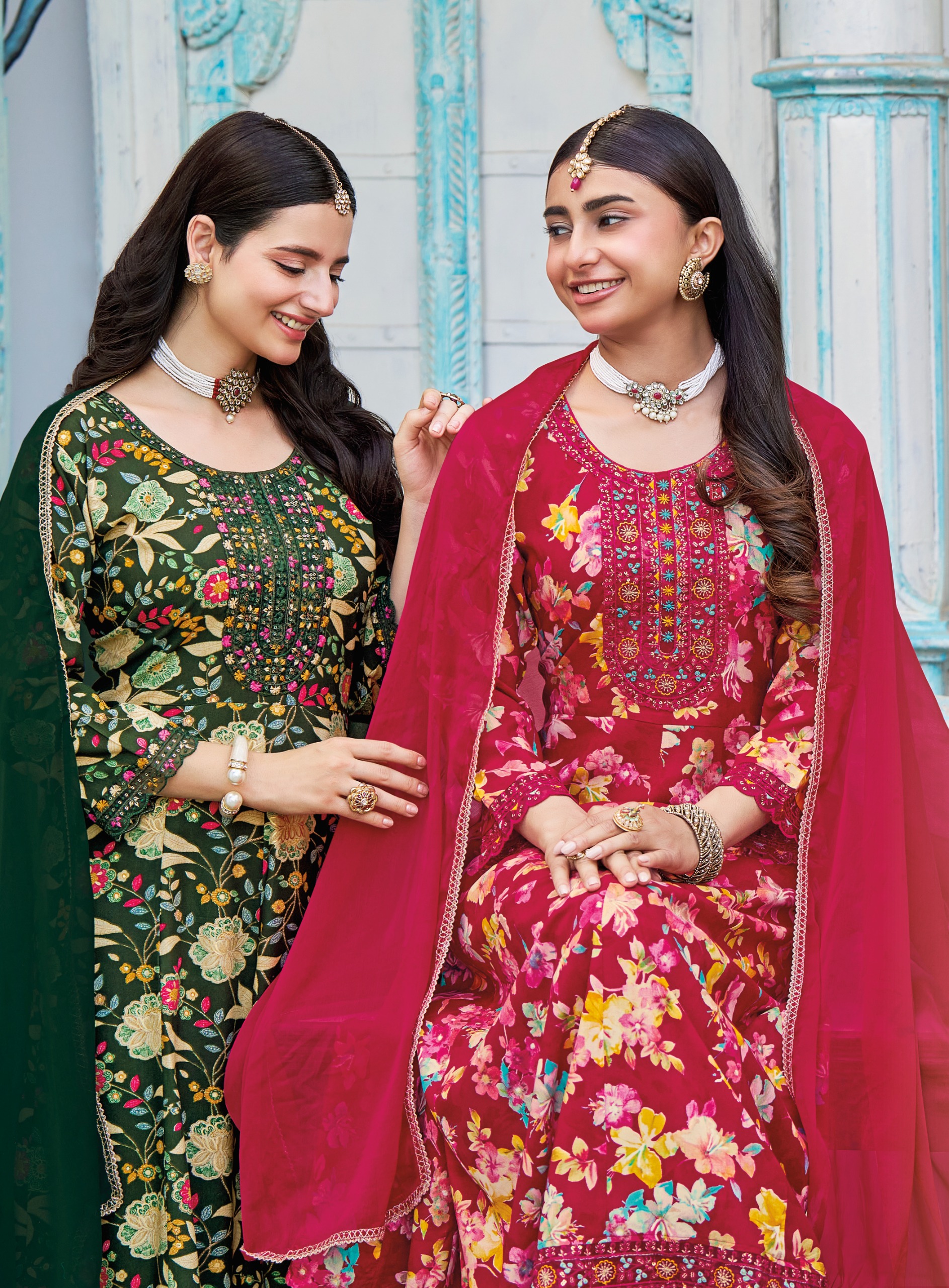 Radhika Anarkali Vol 8 Rayon With Foil Printed Kurti With Bottom Dupatta Set — Wholesale Cotton Kurti Pant Set, Radhika wholesale from Surat — view 2