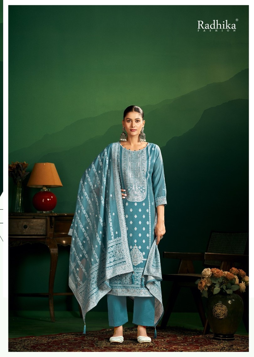Radhika Azara Banarasi Adha Vol 11 Jam Cotton With Work Dress Material