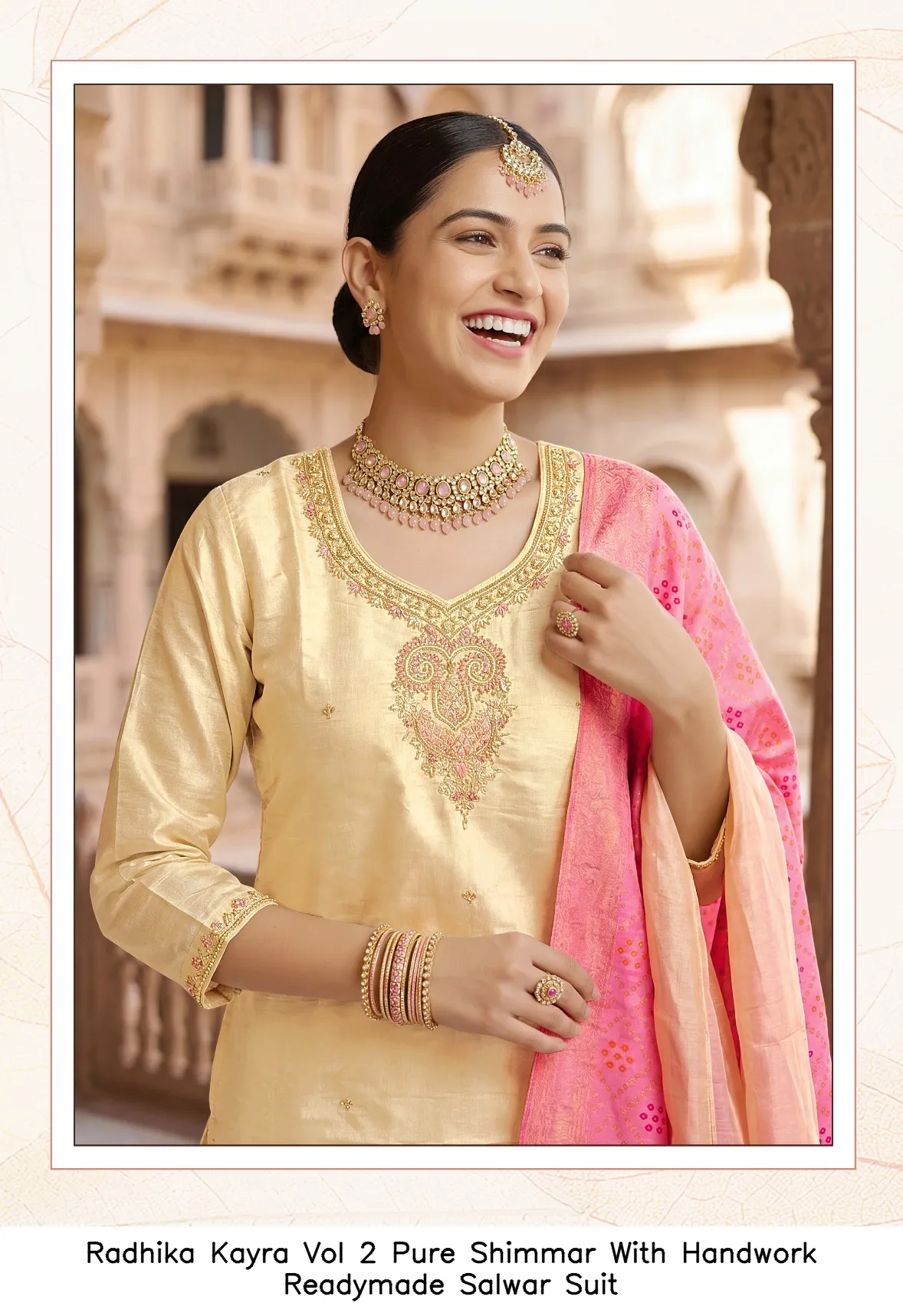 Radhika Kayra Vol 2 Pure Shimmar With Handwork Readymade Salwar Suit — Wholesale Kurti With Bottom Dupatta, Radhika wholesale from Surat — view 6
