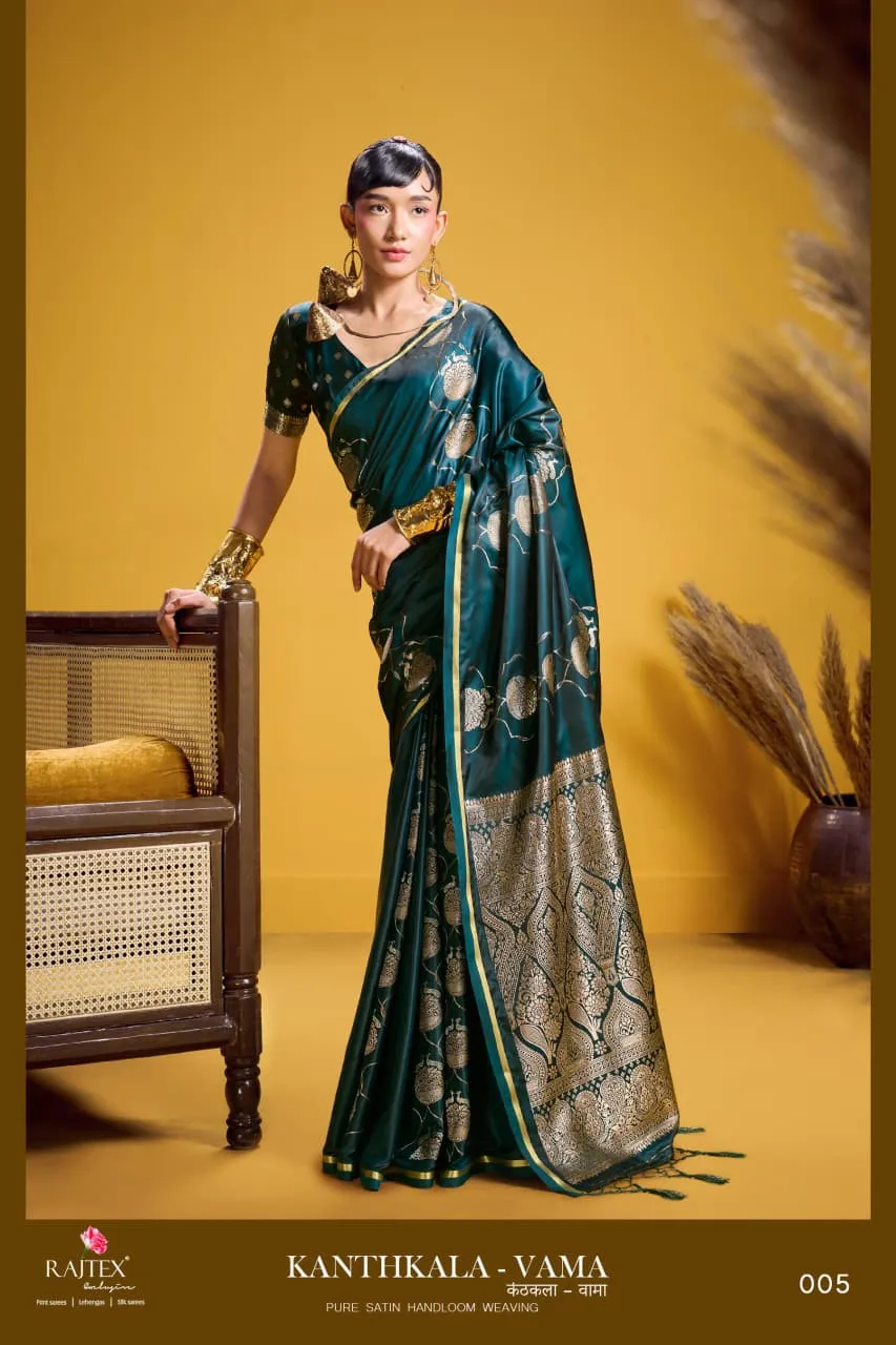 Rajtex Kanthkala Vama Satin Silk Handloom Weaving Traditional Saree