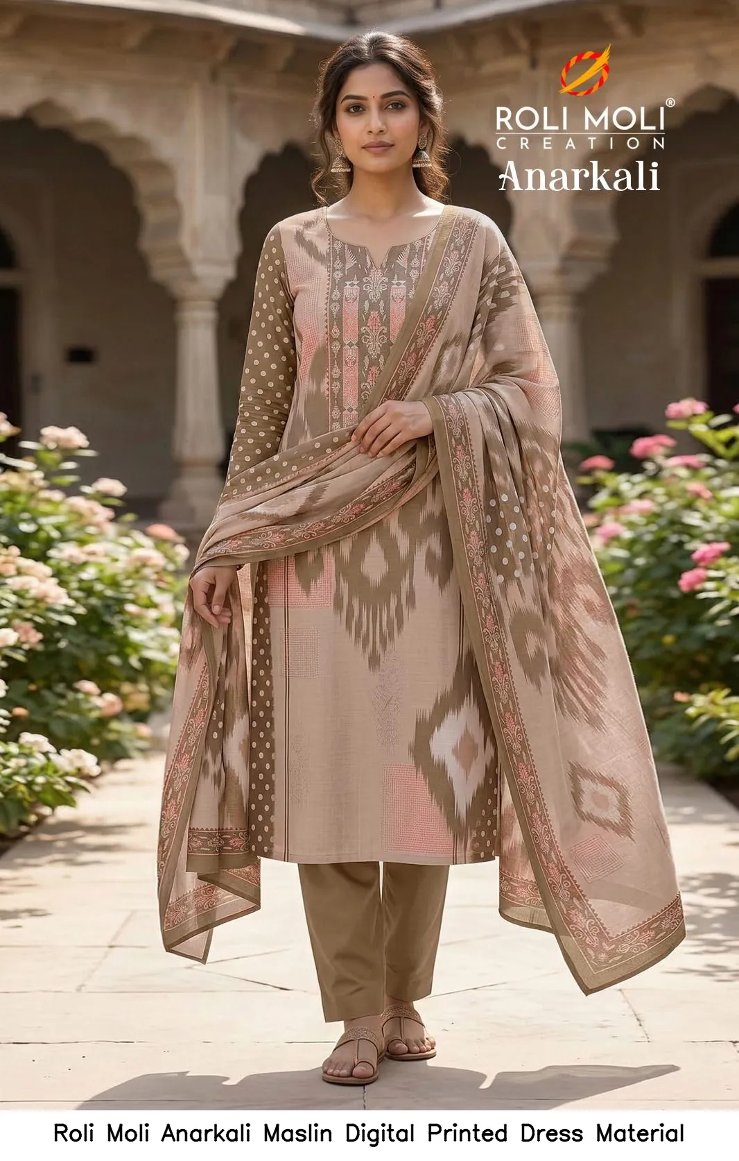 Roli Moli Anarkali Maslin Digital Printed Dress Material — Wholesale Salwar Suits, Roli Moli wholesale from Surat - Gallery Image 10