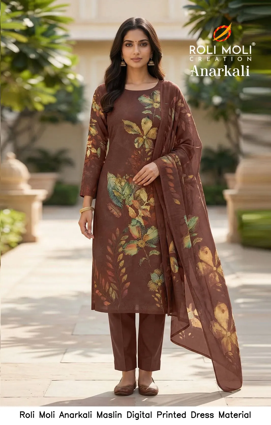 Roli Moli Anarkali Maslin Digital Printed Dress Material — Wholesale Salwar Suits, Roli Moli wholesale from Surat - Gallery Image 11