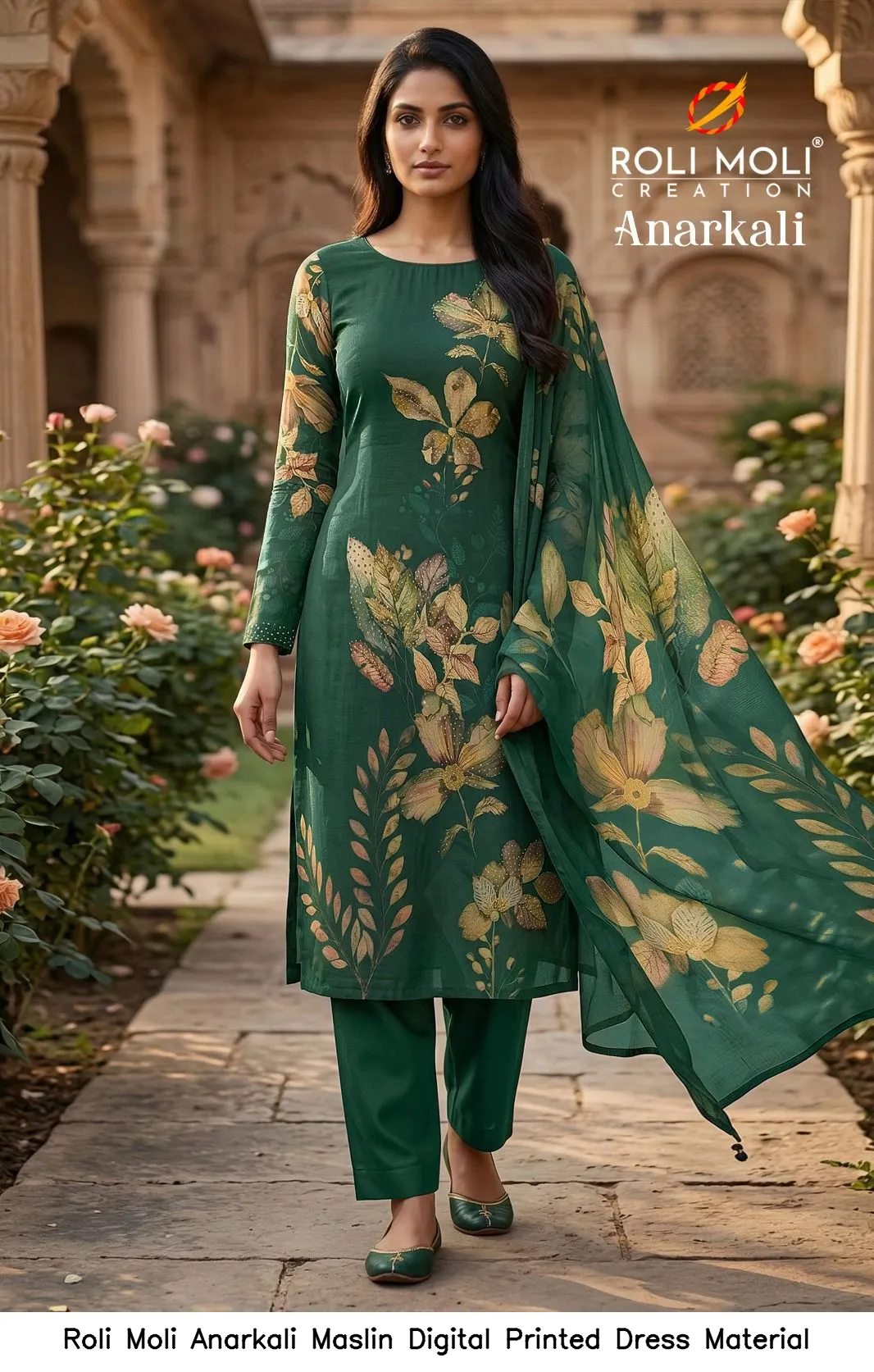 Roli Moli Anarkali Maslin Digital Printed Dress Material — Wholesale Salwar Suits, Roli Moli wholesale from Surat - Gallery Image 12
