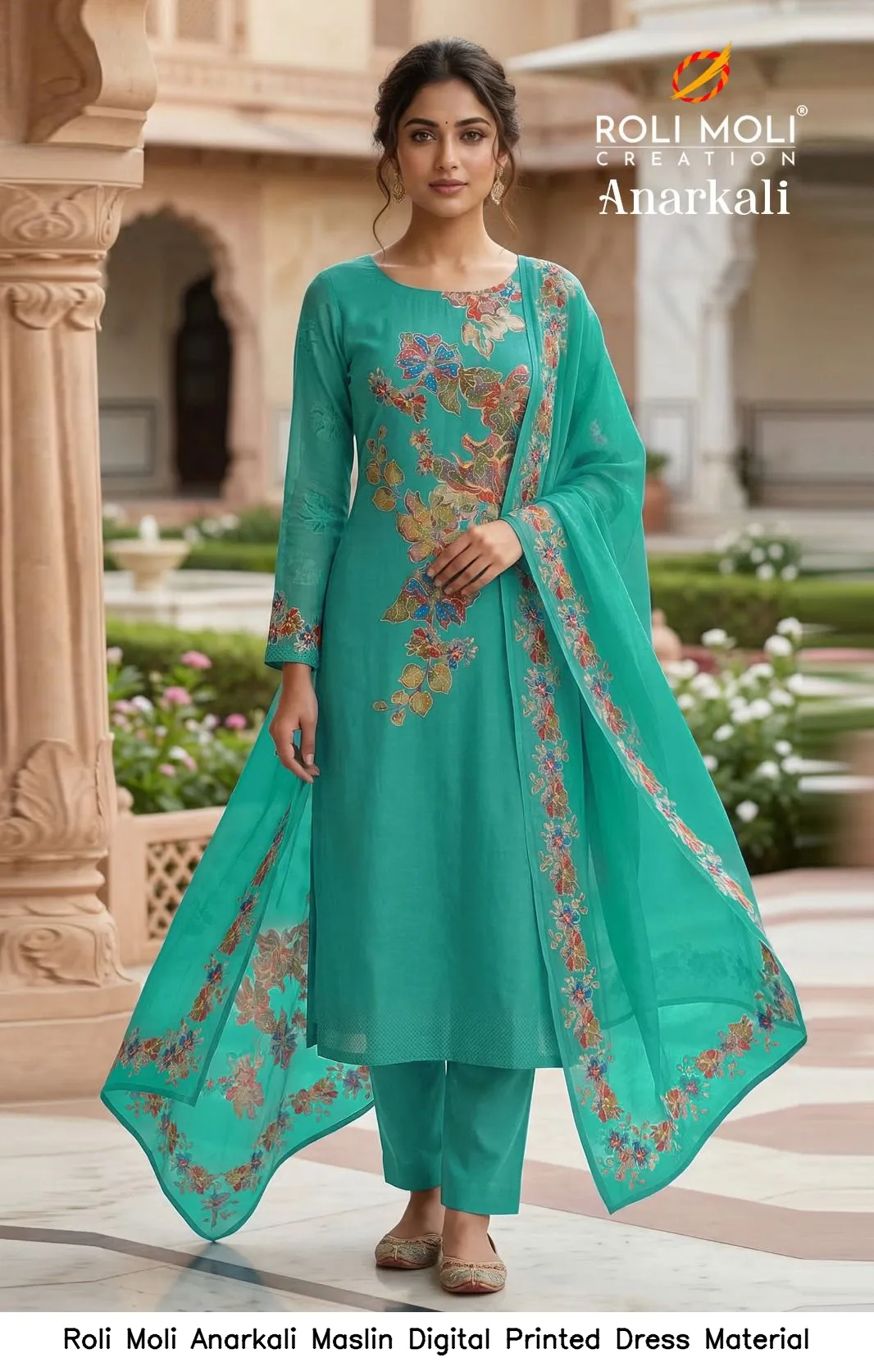 Roli Moli Anarkali Maslin Digital Printed Dress Material — Wholesale Salwar Suits, Roli Moli wholesale from Surat - Gallery Image 14
