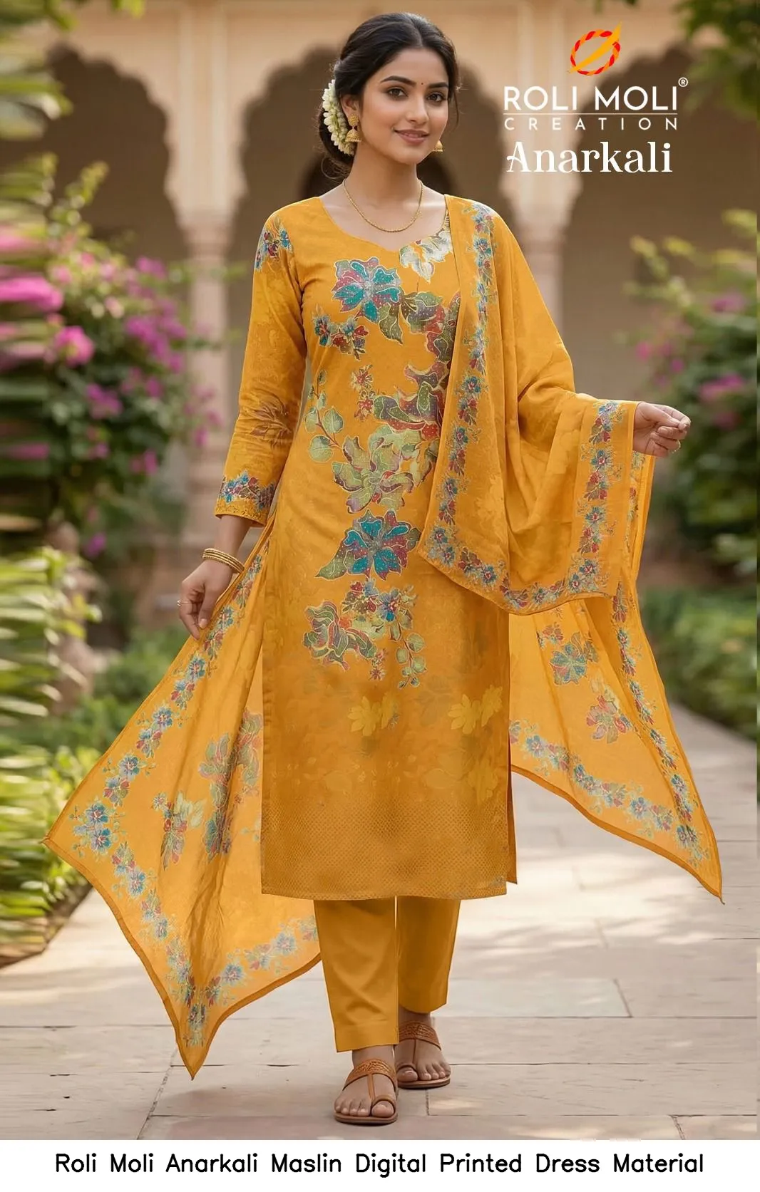 Roli Moli Anarkali Maslin Digital Printed Dress Material — Wholesale Salwar Suits, Roli Moli wholesale from Surat - Gallery Image 15
