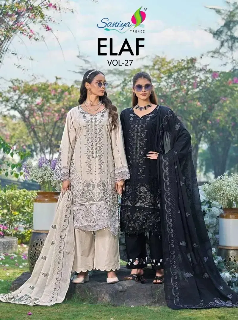 Saniya Elaf Vol 27 Cotton With Chikankari Worked Pakistani Salwar Suit