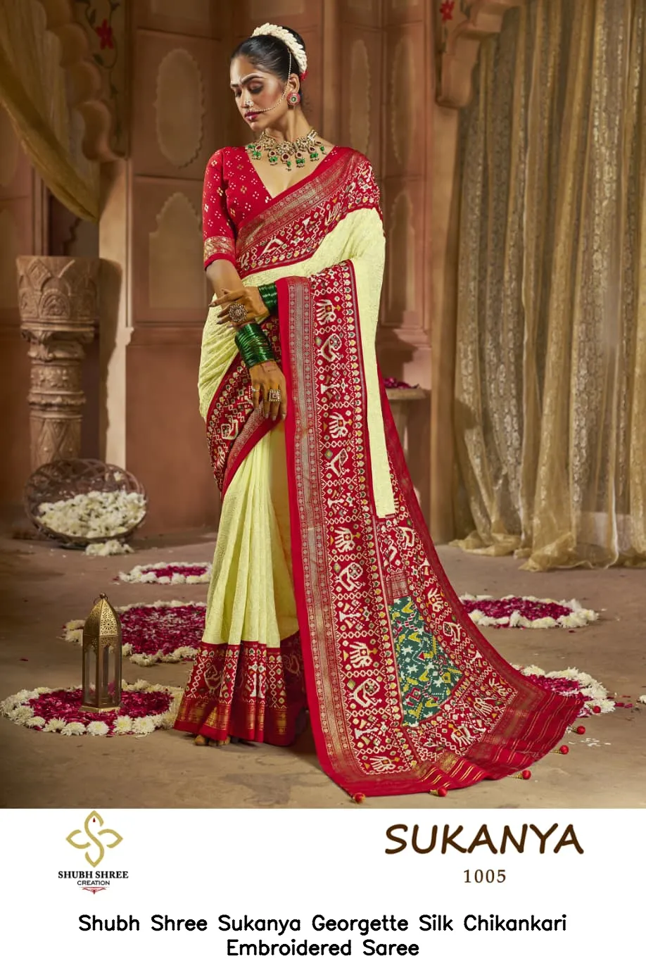 Shubh Shree Sukanya Georgette Silk Chikankari Embroidered Saree — Wholesale Sarees, Shubh Shree wholesale from Surat - Gallery Image 3
