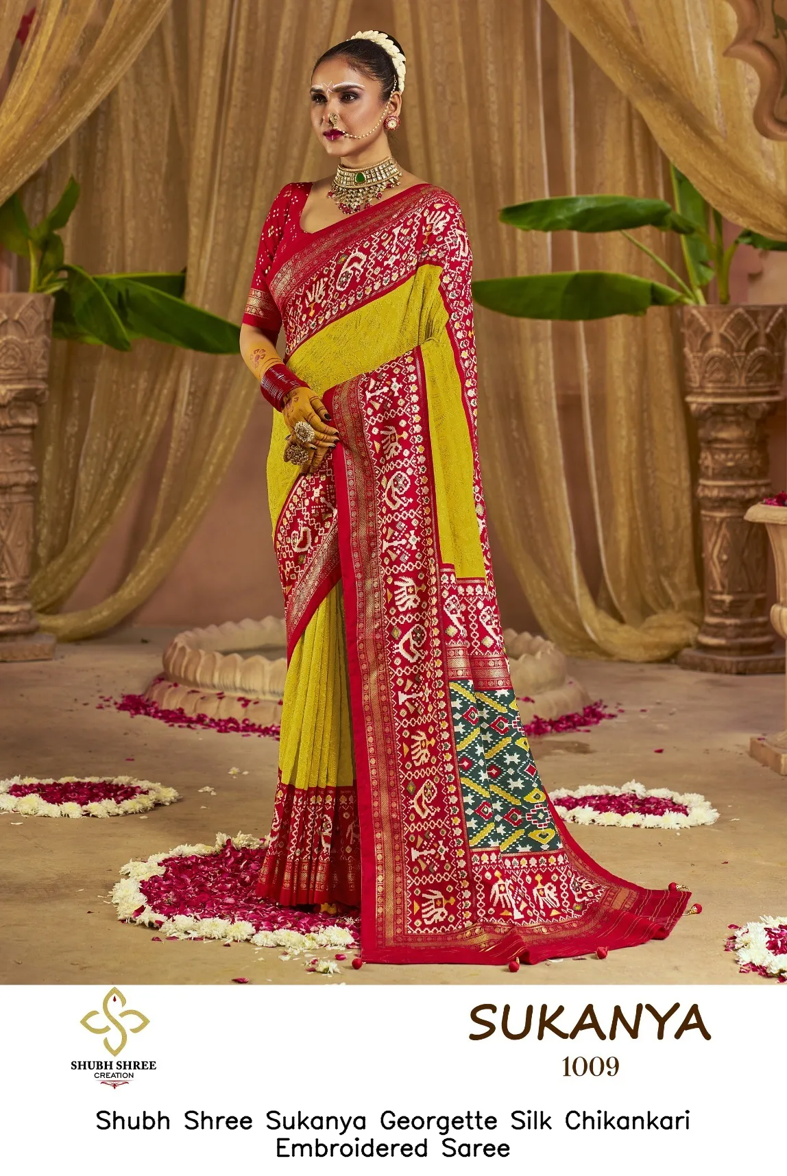 Shubh Shree Sukanya Georgette Silk Chikankari Embroidered Saree — Wholesale Sarees, Shubh Shree wholesale from Surat - Gallery Image 5