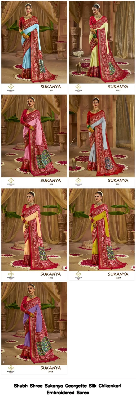Shubh Shree Sukanya Georgette Silk Chikankari Embroidered Saree — Wholesale Sarees, Shubh Shree wholesale from Surat - Gallery Image 6