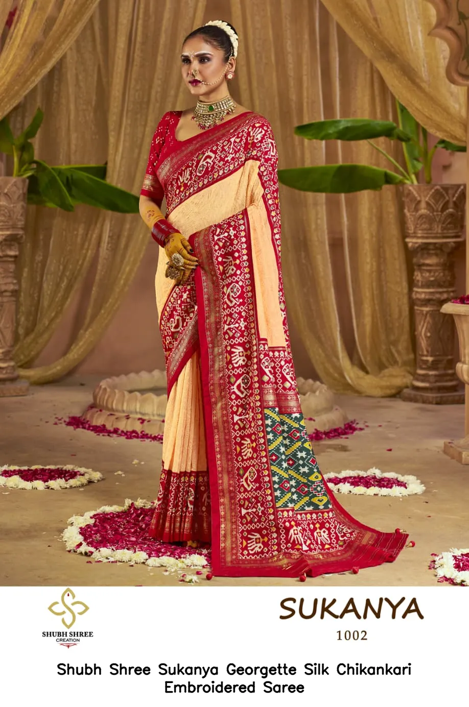Shubh Shree Sukanya Georgette Silk Chikankari Embroidered Saree — Wholesale Sarees, Shubh Shree wholesale from Surat - Gallery Image 7