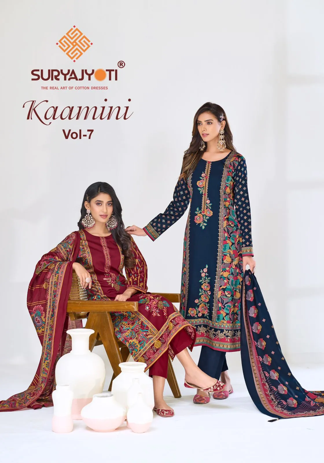 Suryajyoti Kaamini Vol 7 — Unstitched Dress Material Online, Suryajyoti wholesale from Surat — view 1