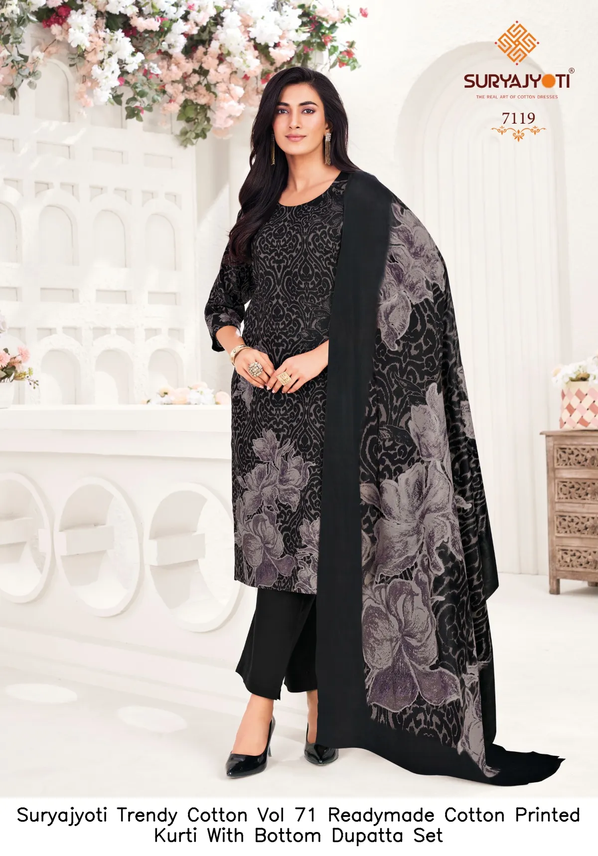 Suryajyoti Trendy Cotton Vol 71 Readymade Cotton Printed Kurti With Bottom Dupatta Set — Wholesale Cotton Kurti Pant Set, Suryajyoti wholesale from Surat — view 12