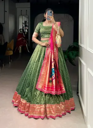 Taraa L 2032 Shimmer Organza Zari Weaving Paithani Lehenga Choli Set