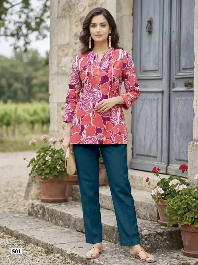 Tips And Tops Victoria Vol 5 Cotton Printed Fancy Short Top