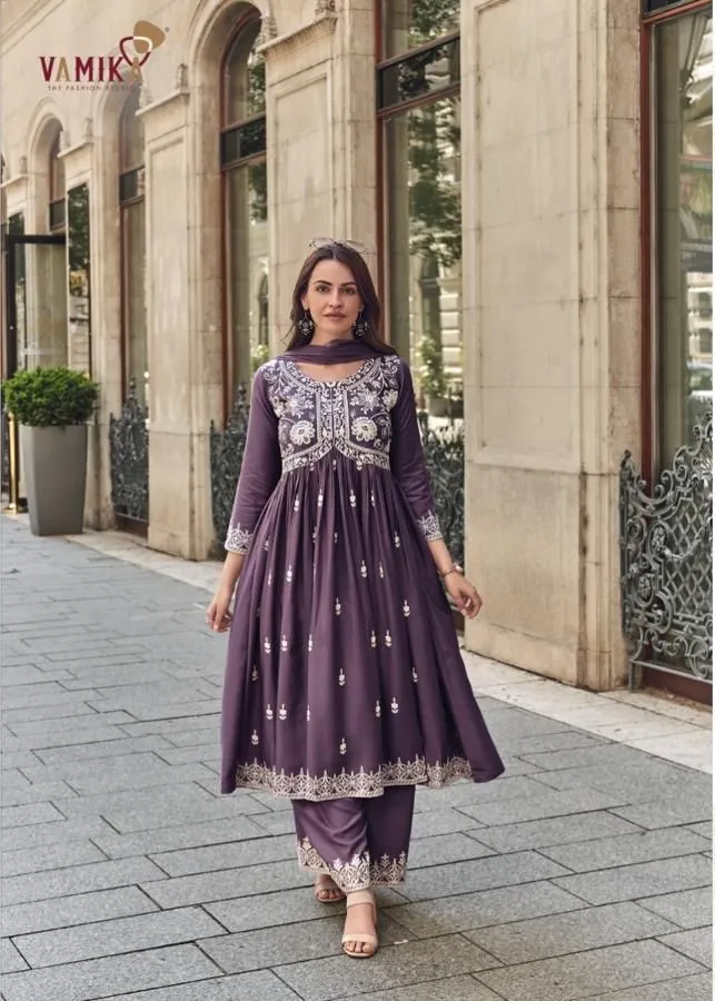 Vamika Lakhnavi Vol 8 Gold Rayon With Thread Worked Readymade Suit — Wholesale Readymade Pakistani Suits, vamika wholesale from Surat — view 1