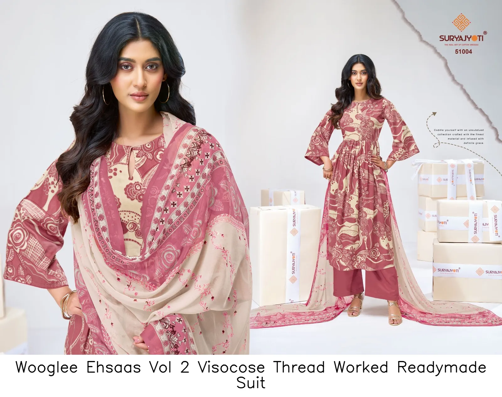 Wooglee Ehsaas Vol 2 Visocose Thread Worked Readymade Suit — Wholesale Dress Material, Wooglee wholesale from Surat - Gallery Image 10