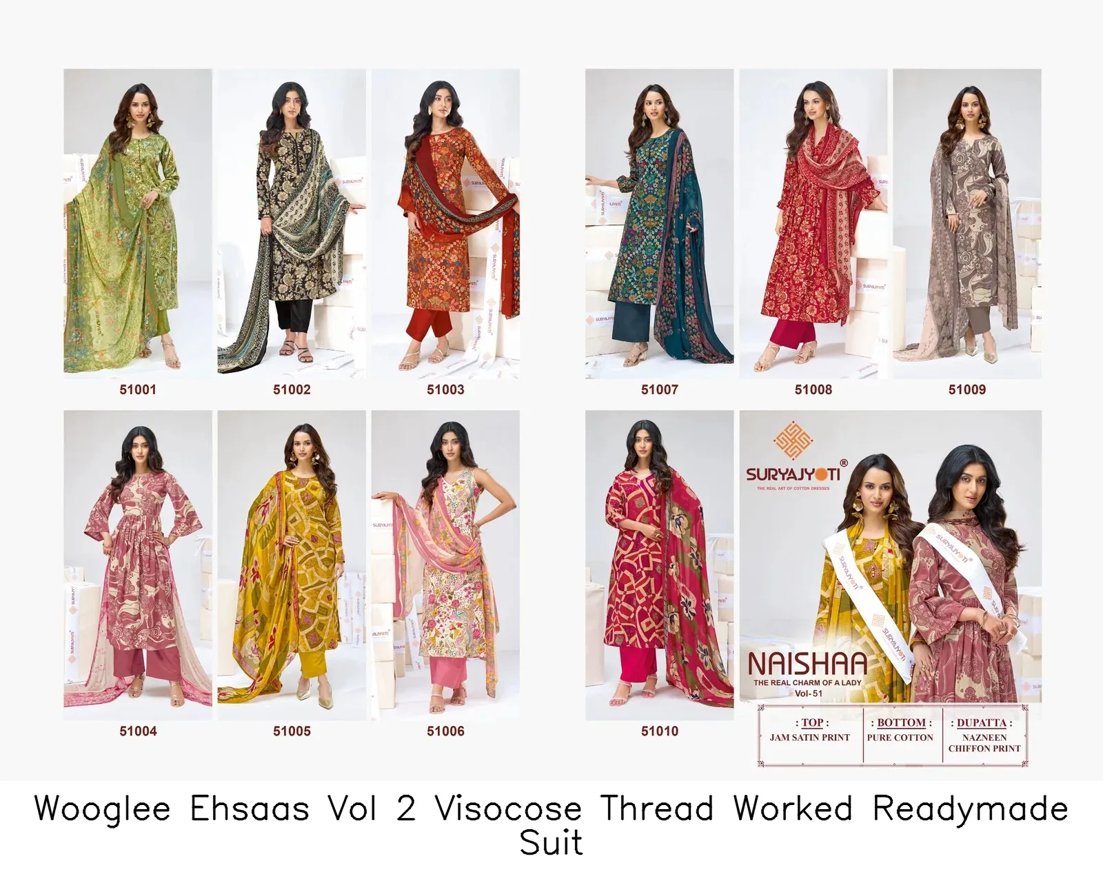 Wooglee Ehsaas Vol 2 Visocose Thread Worked Readymade Suit — Wholesale Dress Material, Wooglee wholesale from Surat — view 11
