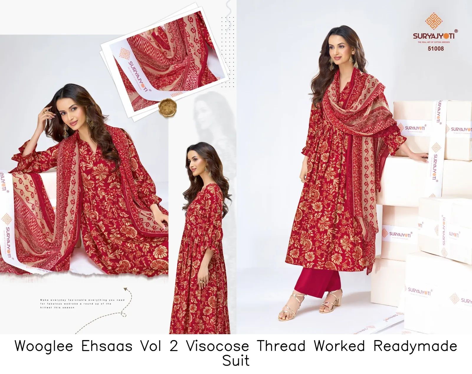 Wooglee Ehsaas Vol 2 Visocose Thread Worked Readymade Suit — Wholesale Dress Material, Wooglee wholesale from Surat - Gallery Image 5