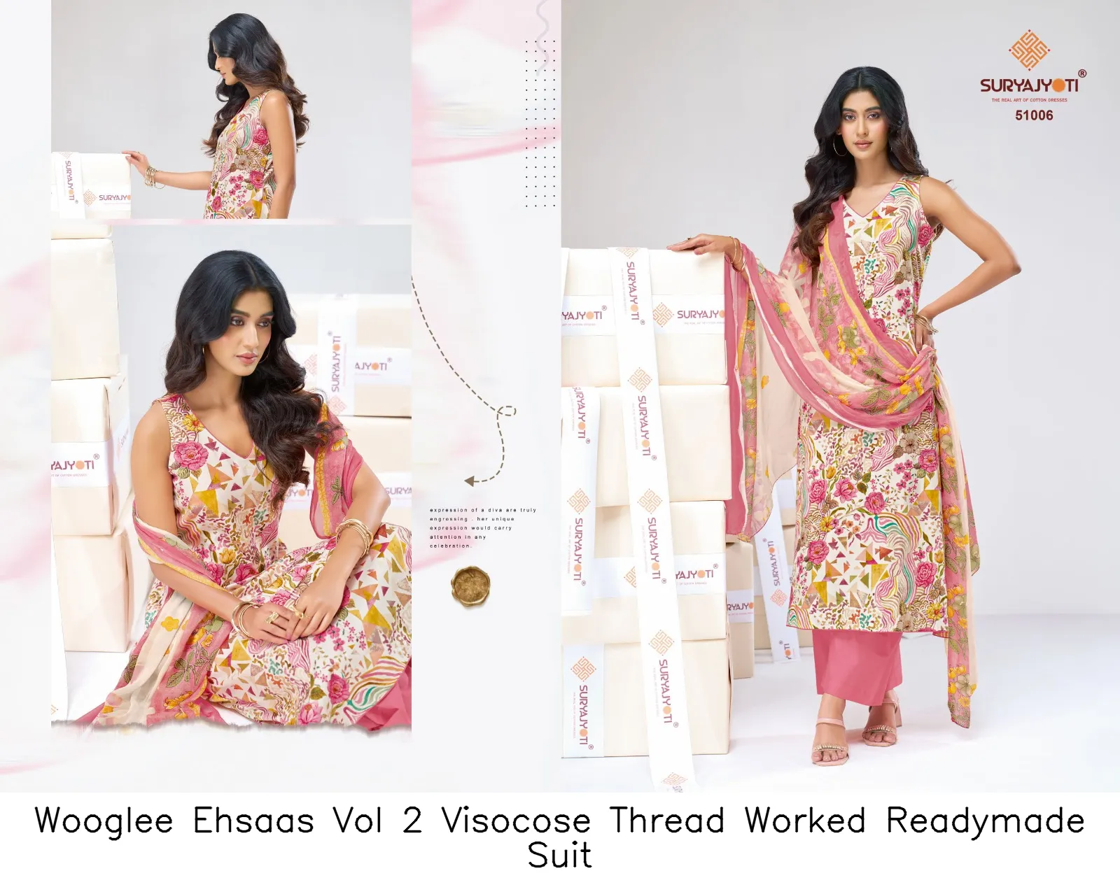 Wooglee Ehsaas Vol 2 Visocose Thread Worked Readymade Suit — Wholesale Dress Material, Wooglee wholesale from Surat - Gallery Image 7