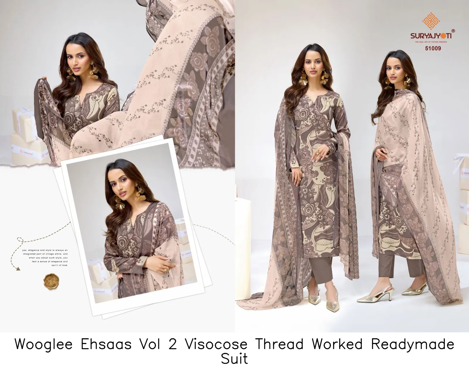 Wooglee Ehsaas Vol 2 Visocose Thread Worked Readymade Suit — Wholesale Dress Material, Wooglee wholesale from Surat - Gallery Image 9
