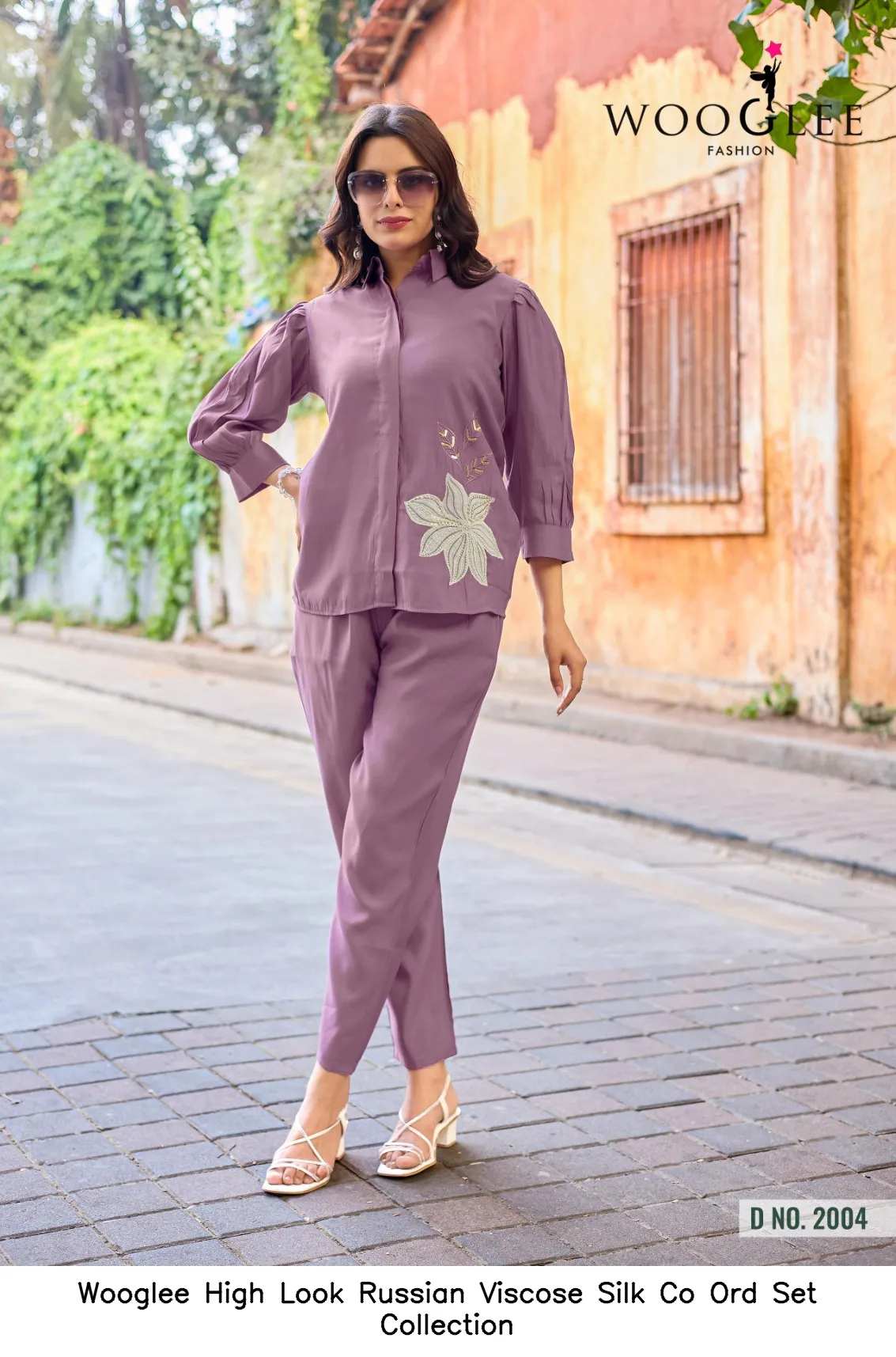 Wooglee High Look Russian Viscose Silk Co Ord Set Collection — Wholesale Cotton Kurti Pant Set, Wooglee wholesale from Surat — view 2