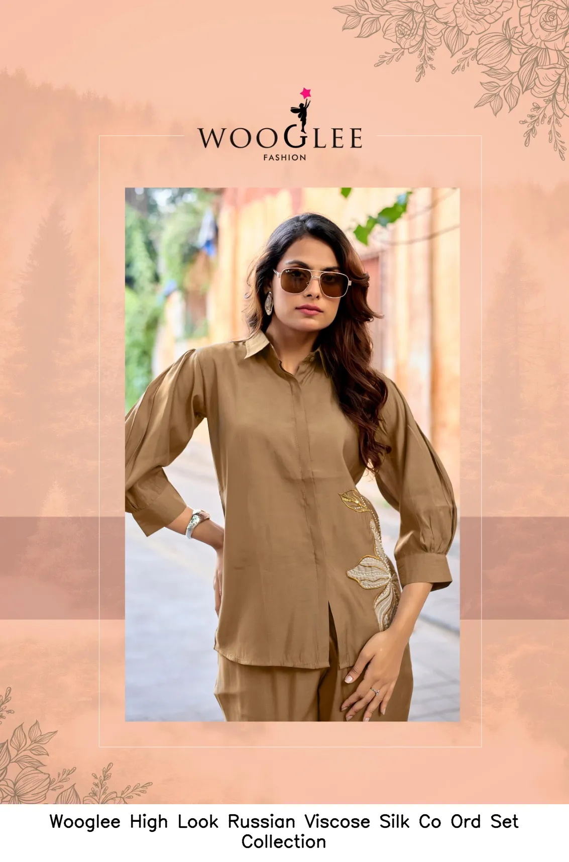 Wooglee High Look Russian Viscose Silk Co Ord Set Collection — Wholesale Cotton Kurti Pant Set, Wooglee wholesale from Surat — view 5