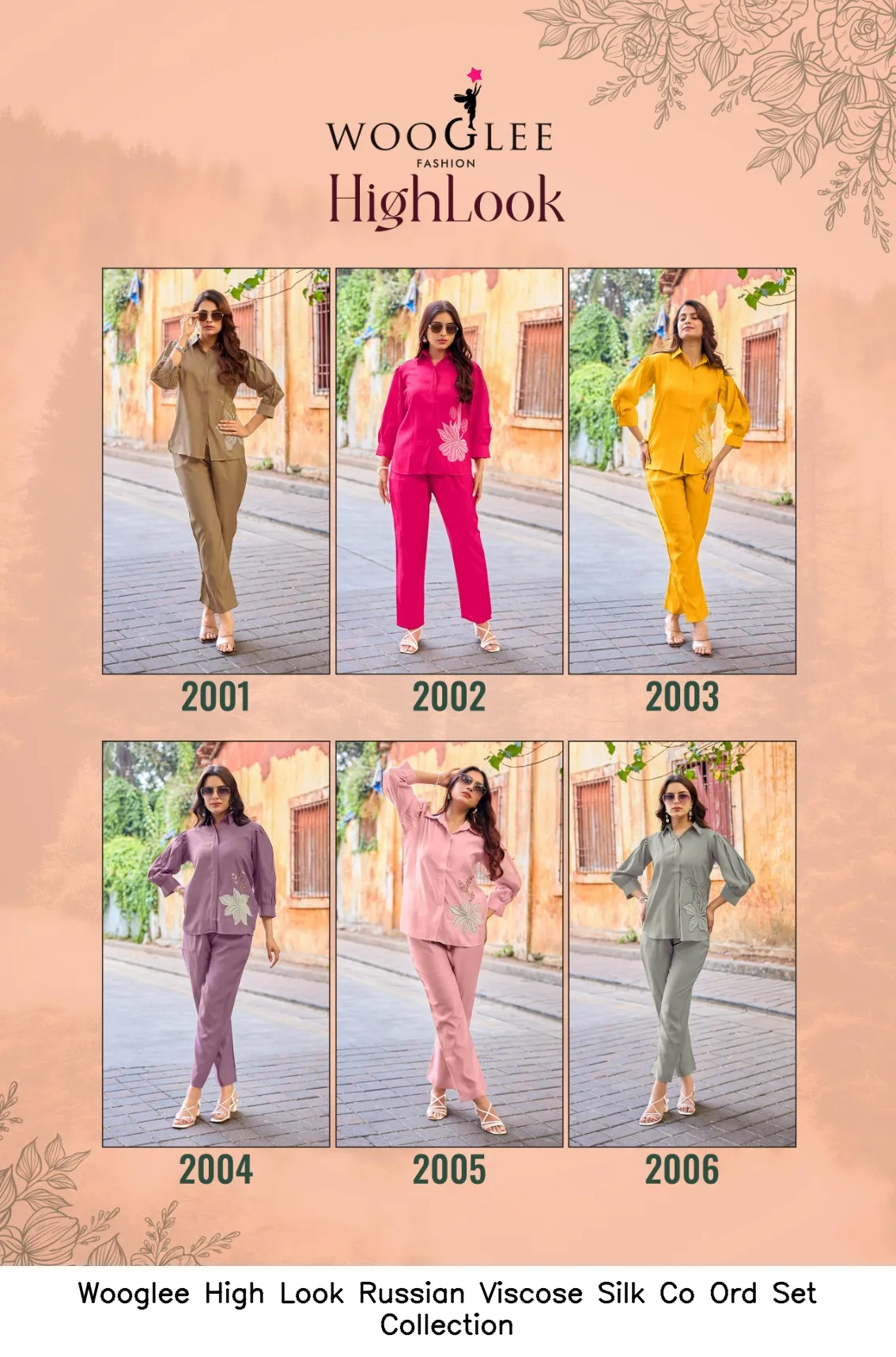 Wooglee High Look Russian Viscose Silk Co Ord Set Collection — Wholesale Cotton Kurti Pant Set, Wooglee wholesale from Surat — view 6