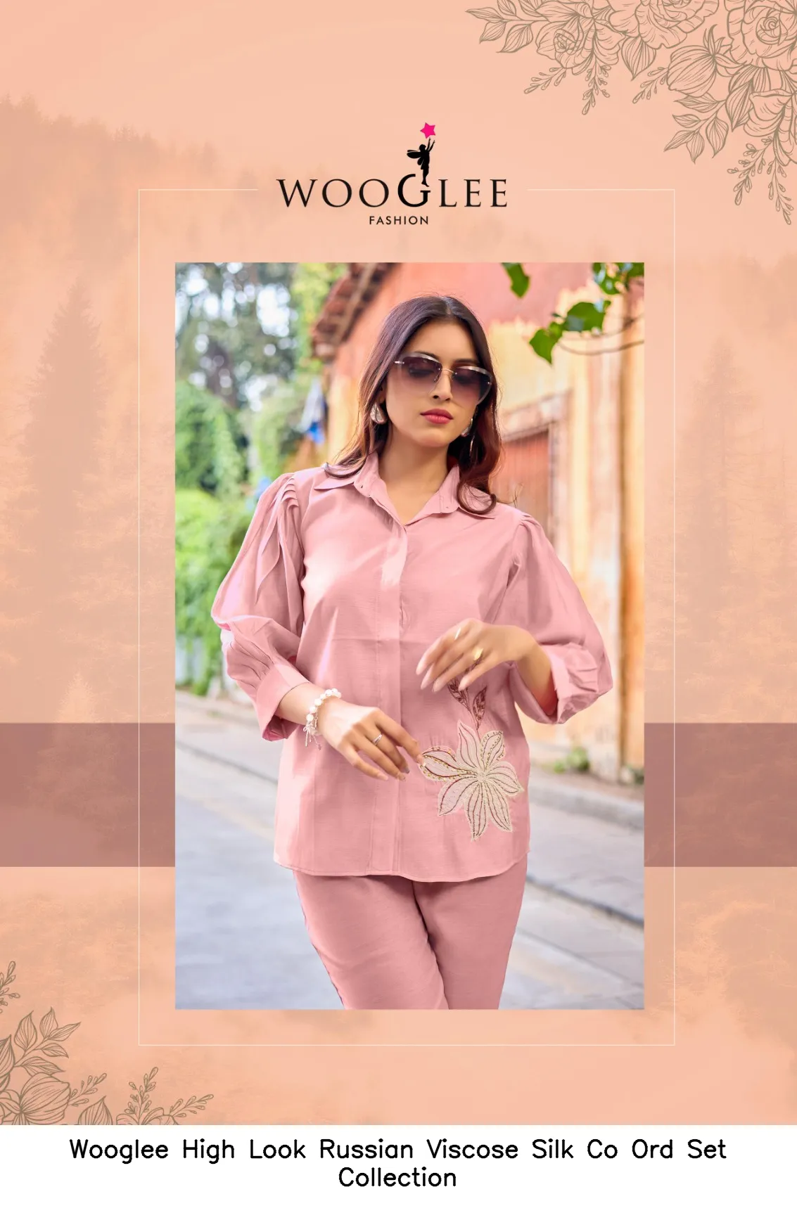 Wooglee High Look Russian Viscose Silk Co Ord Set Collection — Wholesale Cotton Kurti Pant Set, Wooglee wholesale from Surat — view 7