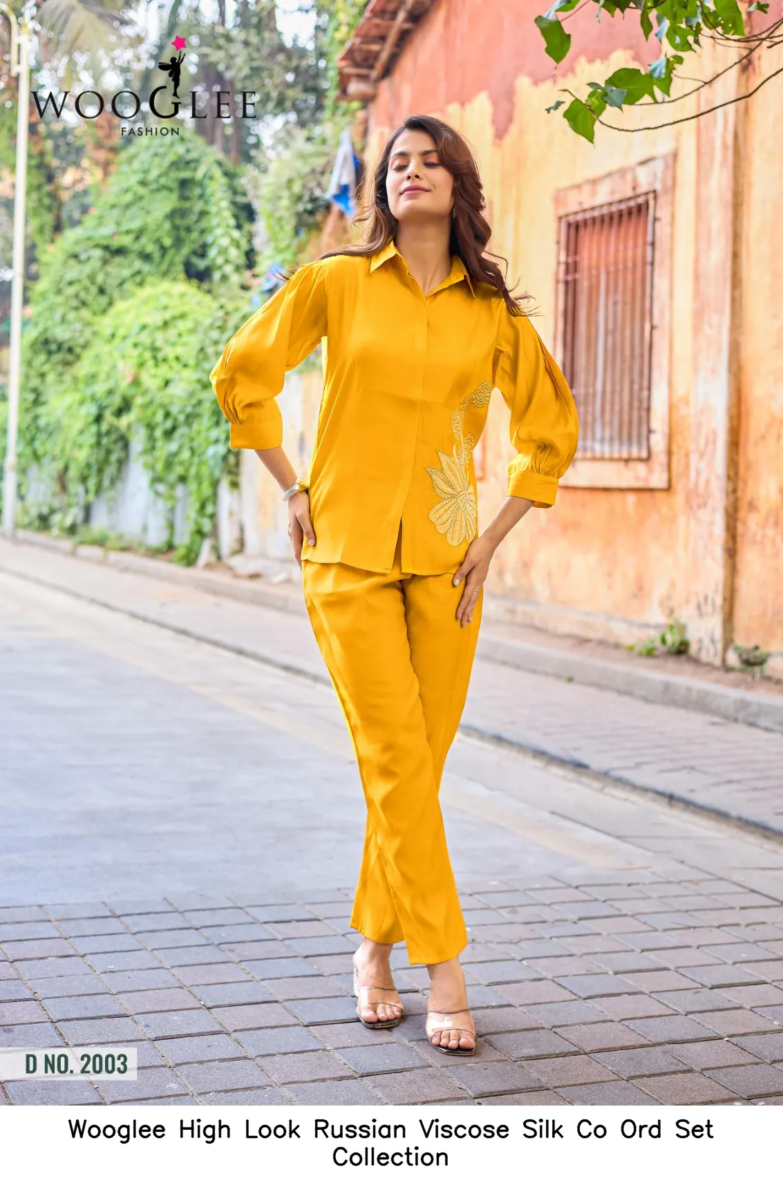 Wooglee High Look Russian Viscose Silk Co Ord Set Collection — Wholesale Cotton Kurti Pant Set, Wooglee wholesale from Surat — view 8