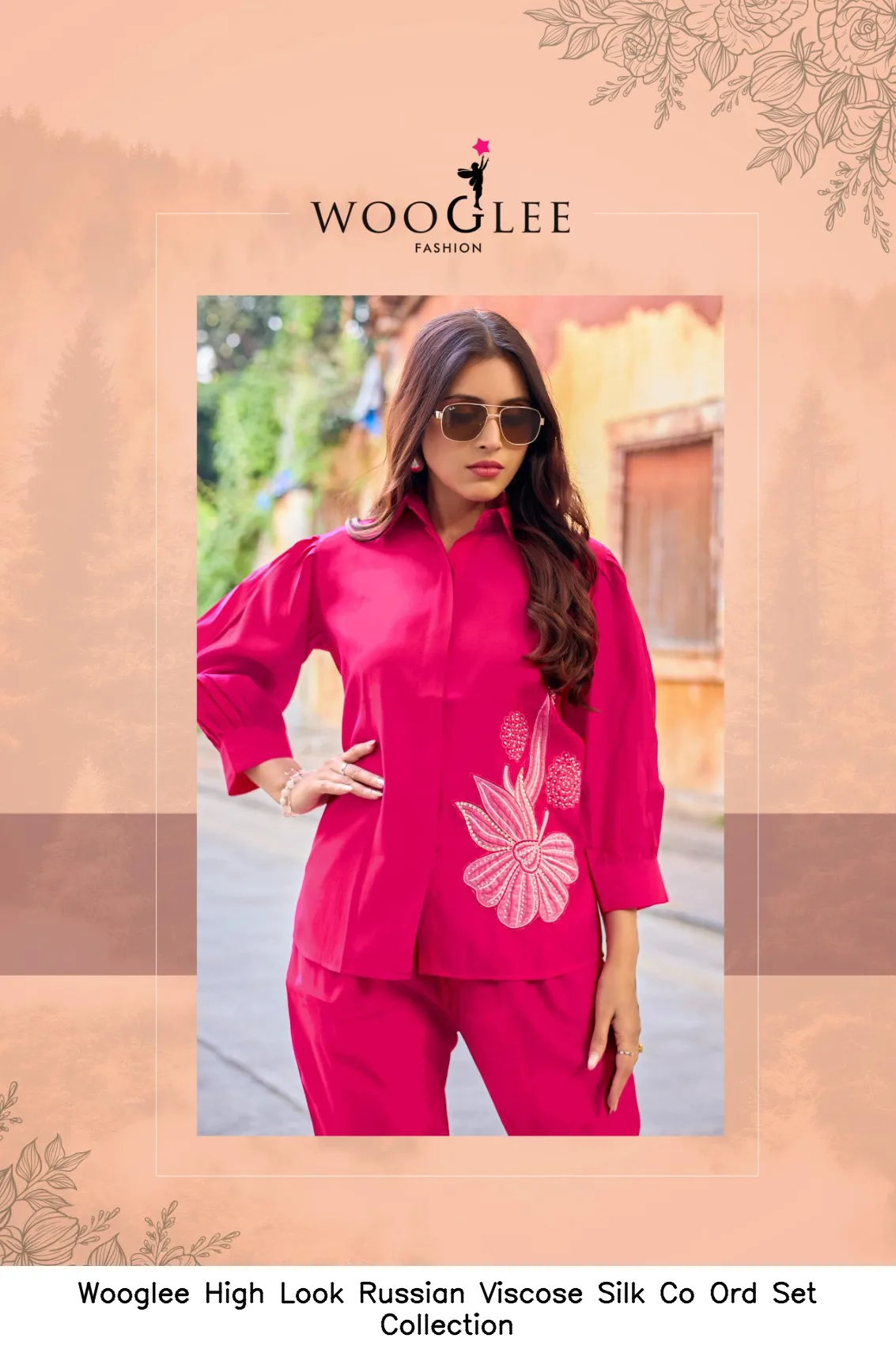 Wooglee High Look Russian Viscose Silk Co Ord Set Collection — Wholesale Cotton Kurti Pant Set, Wooglee wholesale from Surat — view 9