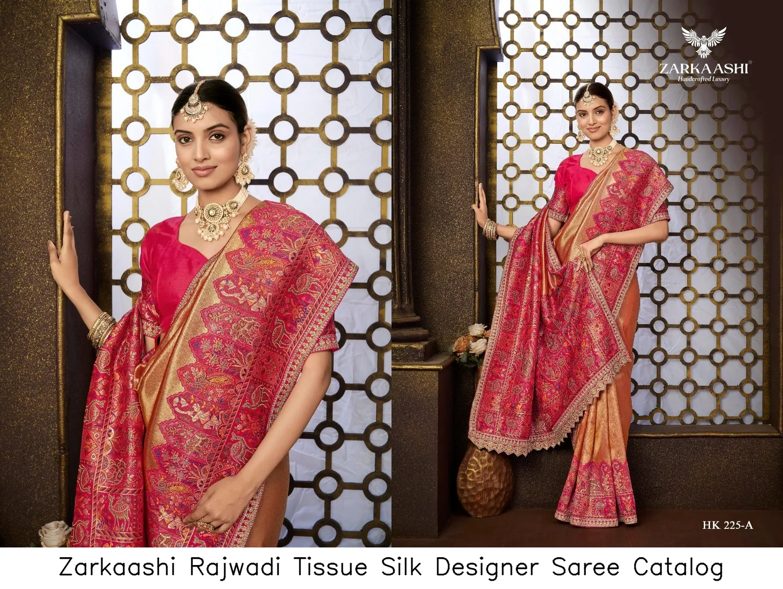 Zarkaashi Rajwadi Tissue Silk Designer Saree Catalog — Wholesale Sarees, Zarkaashi wholesale from Surat — view 2