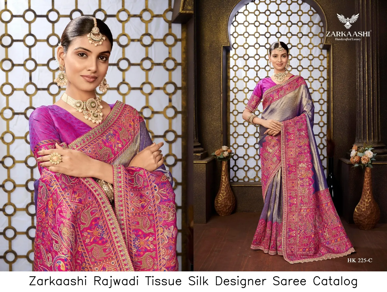 Zarkaashi Rajwadi Tissue Silk Designer Saree Catalog — Wholesale Sarees, Zarkaashi wholesale from Surat — view 5