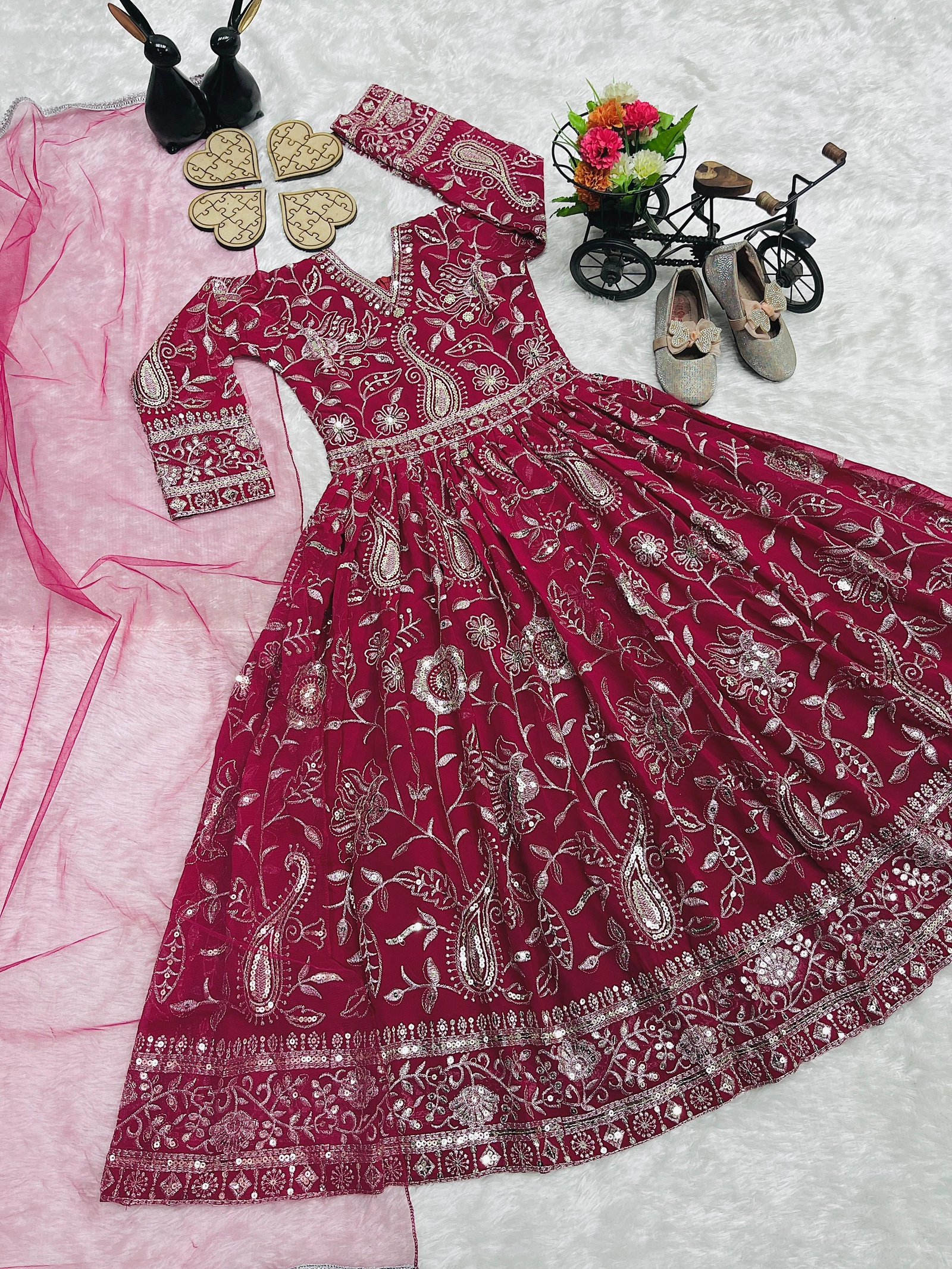 OC 206 Faux Georgette Kids Gown Collection (Wholesale) — Kid's Wear, Vardan Ethnic wholesale from Surat — view 3