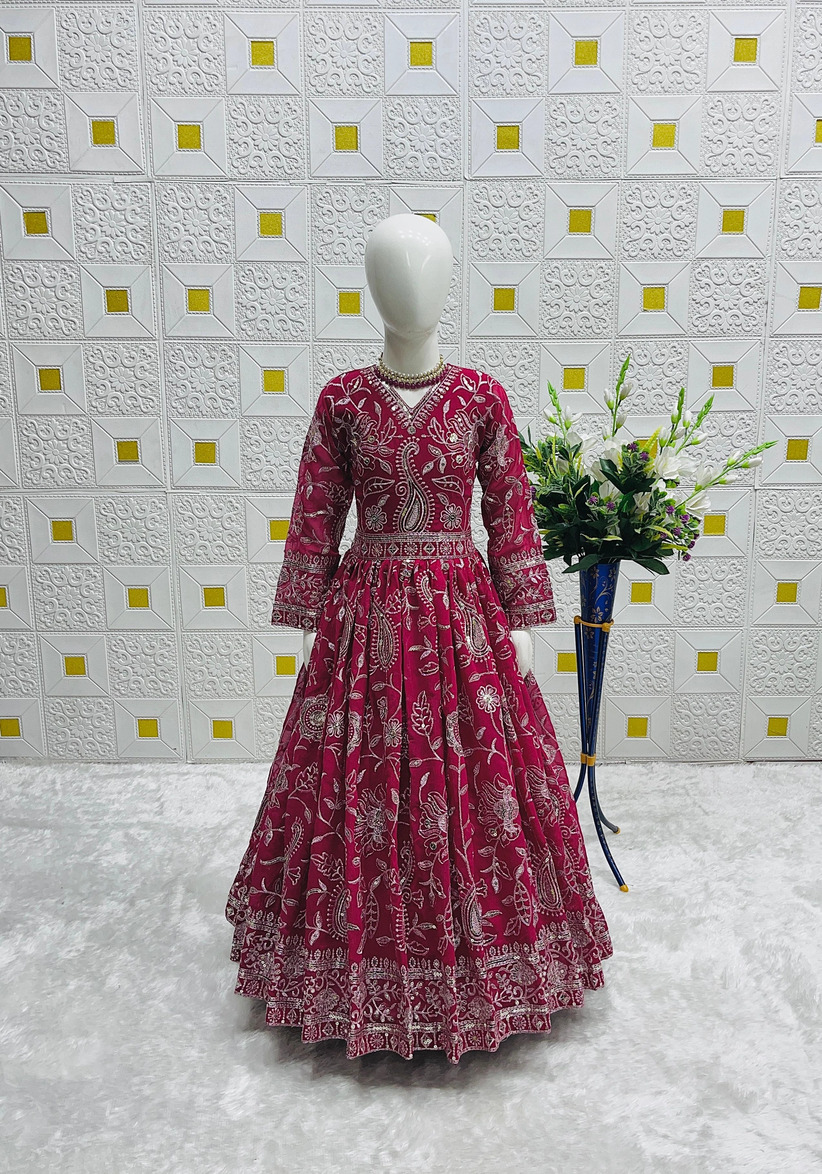 OC 206 Faux Georgette Kids Gown Collection (Wholesale) — Kid's Wear, Vardan Ethnic wholesale from Surat — view 5