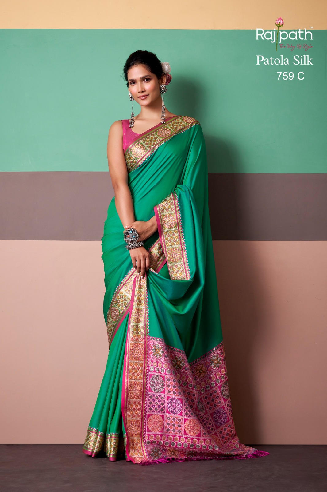 Rajpath Vrindavan Silk Vol 3 Patola Silk Party Wear Saree — Wholesale Sarees, Rajpath wholesale from Surat — view 8