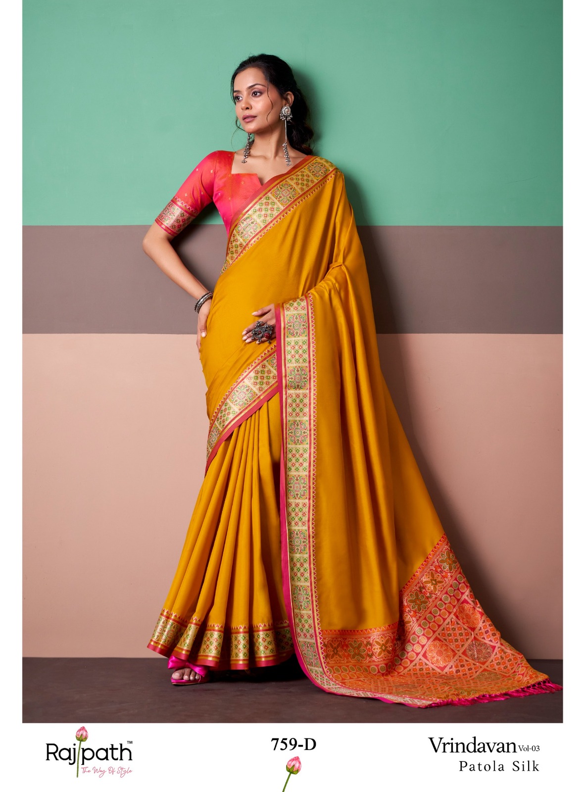 Rajpath Vrindavan Silk Vol 3 Patola Silk Party Wear Saree — Wholesale Sarees, Rajpath wholesale from Surat — view 11