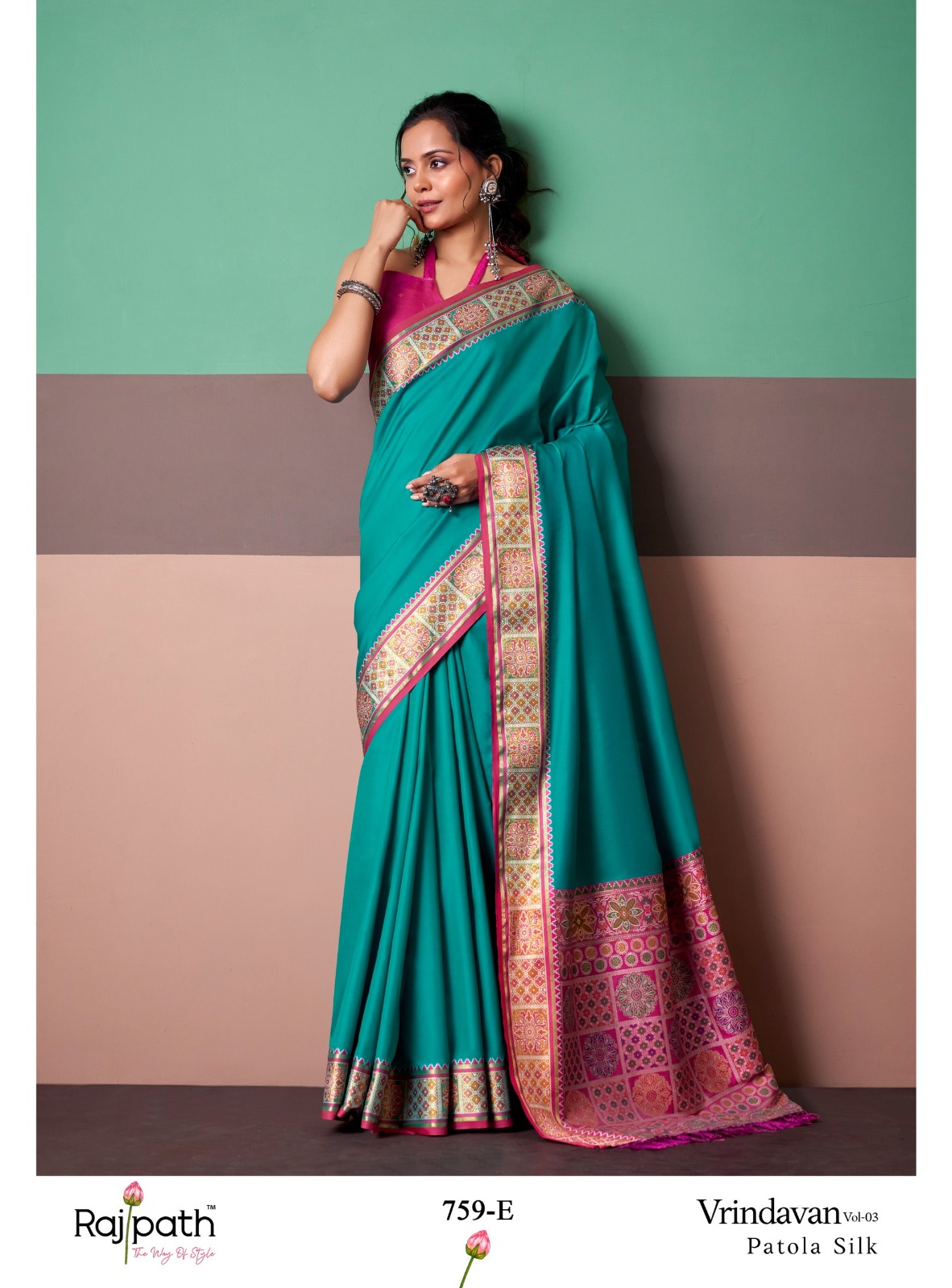 Rajpath Vrindavan Silk Vol 3 Patola Silk Party Wear Saree — Wholesale Sarees, Rajpath wholesale from Surat — view 13