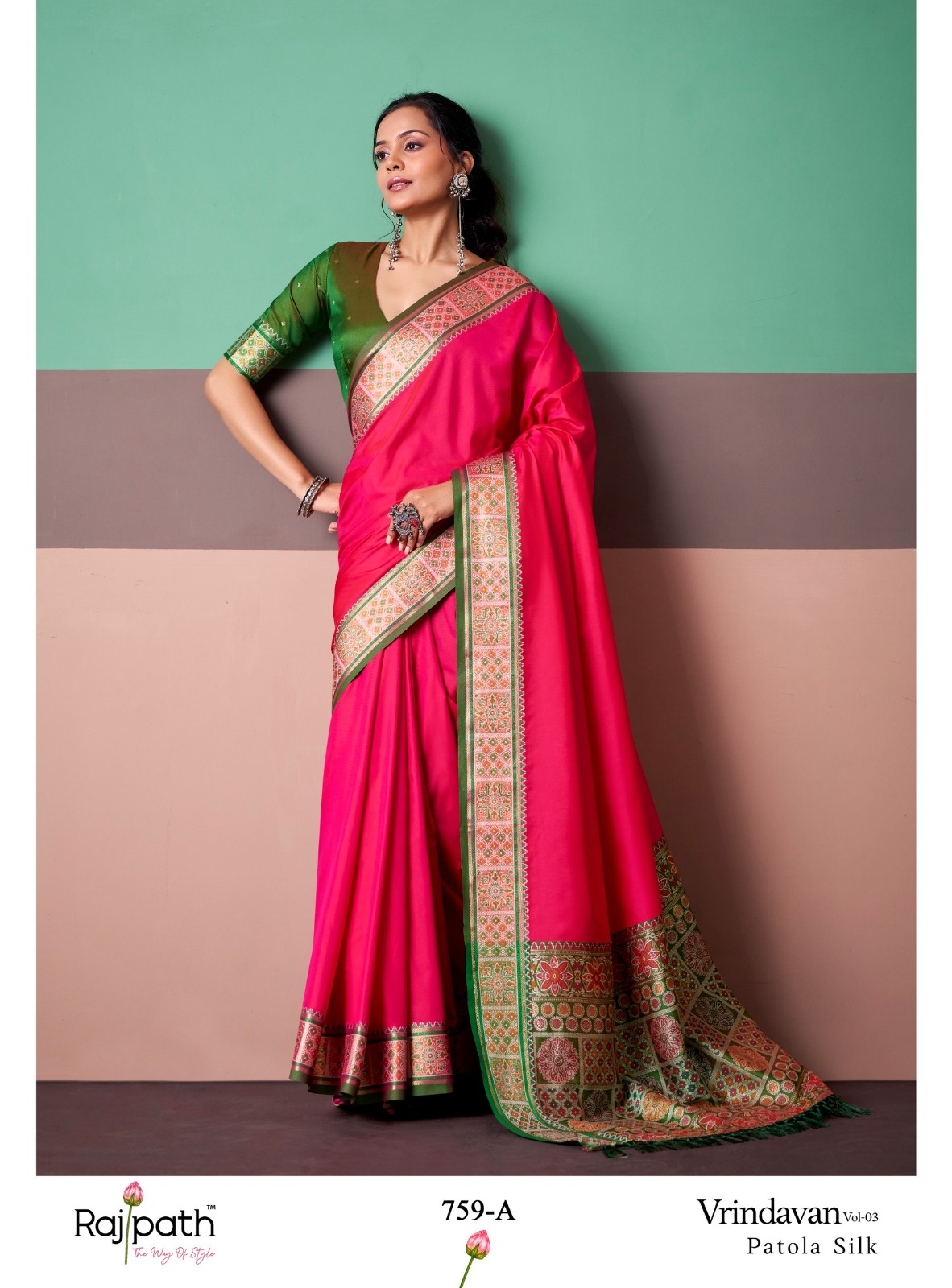Rajpath Vrindavan Silk Vol 3 Patola Silk Party Wear Saree — Wholesale Sarees, Rajpath wholesale from Surat — view 14