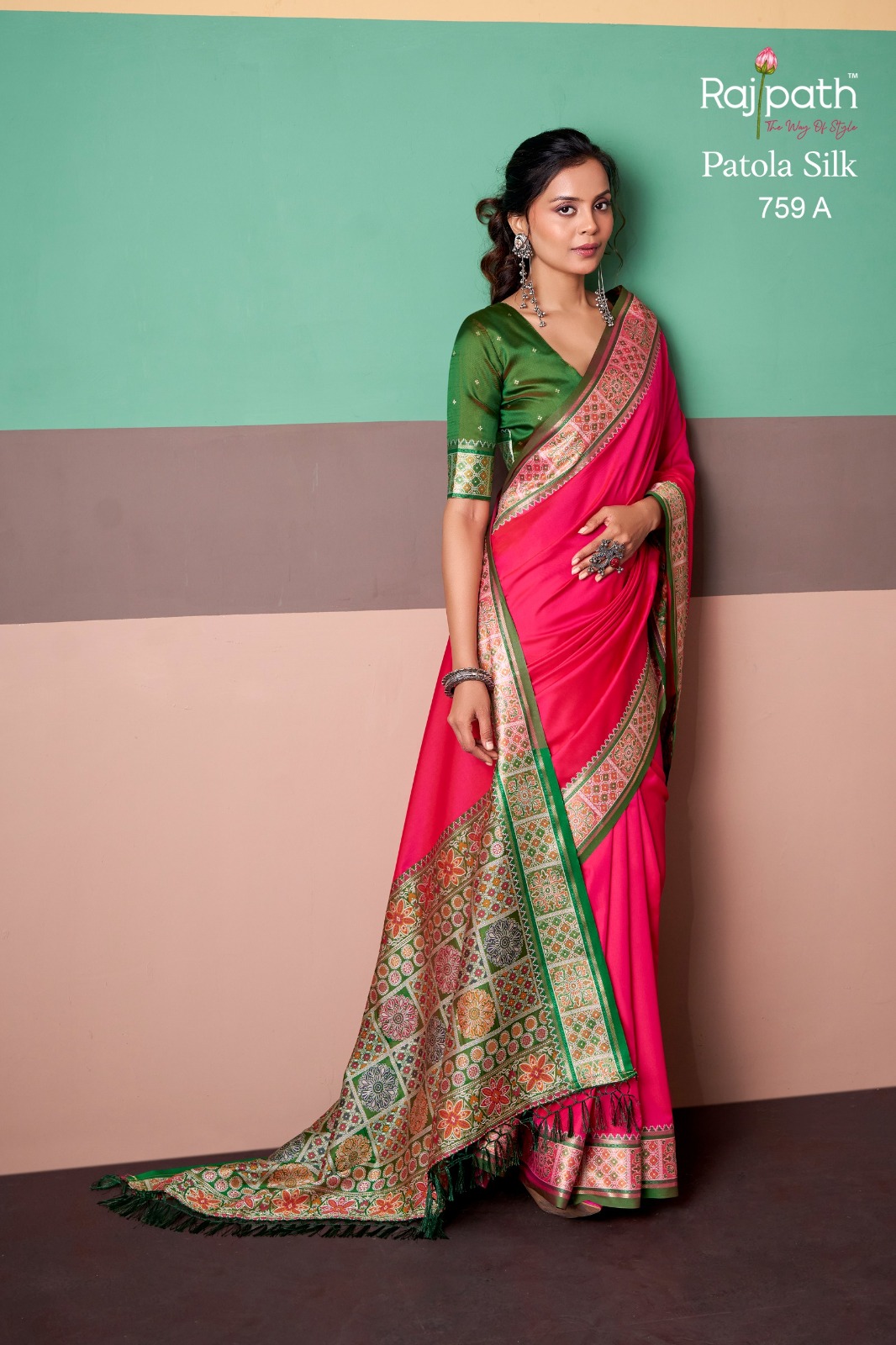 Rajpath Vrindavan Silk Vol 3 Patola Silk Party Wear Saree — Wholesale Sarees, Rajpath wholesale from Surat — view 5
