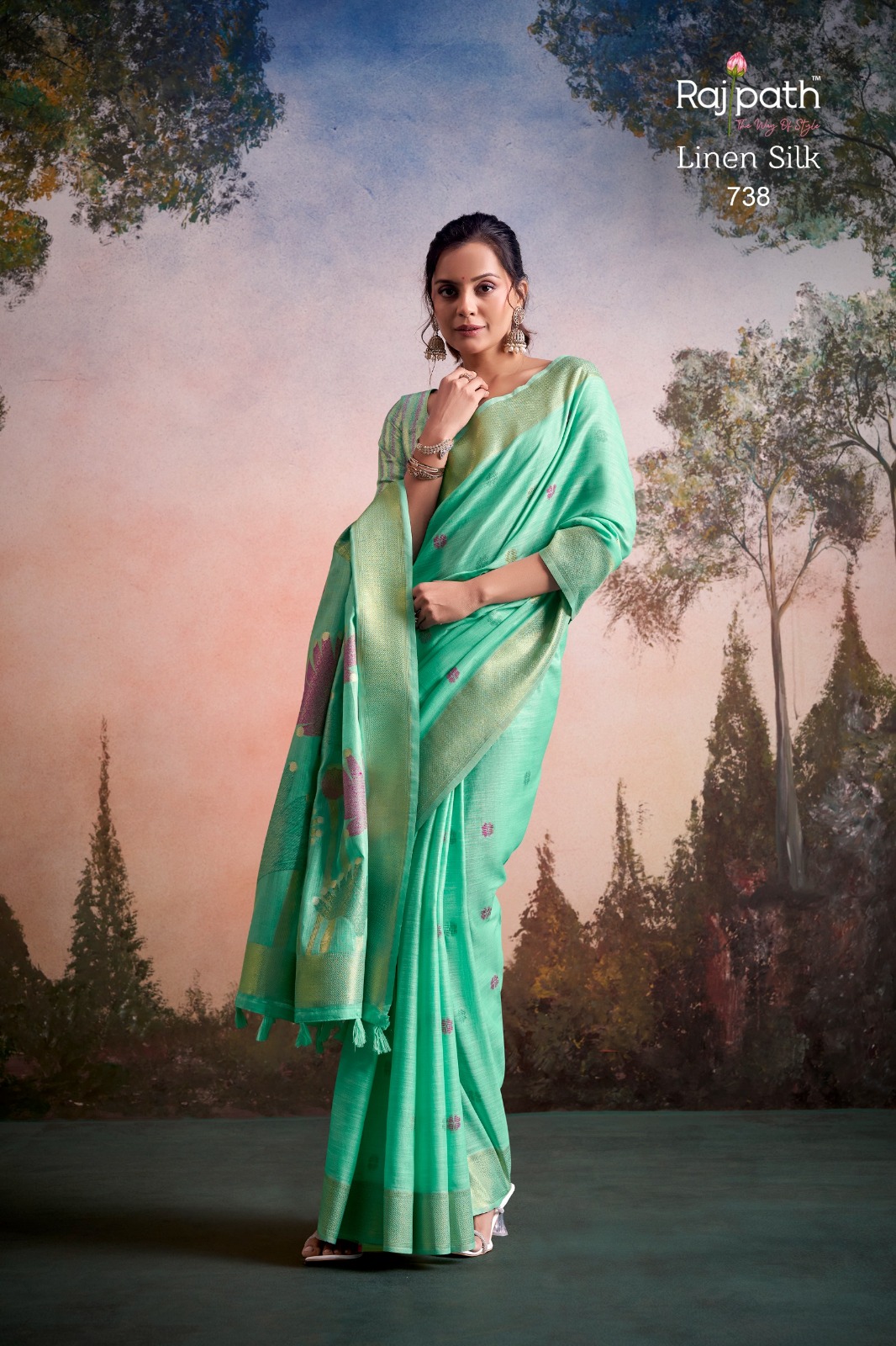 Rajpath Soloni Linen Silk Flower Printed Saree — Wholesale Sarees, Rajpath wholesale from Surat — view 8