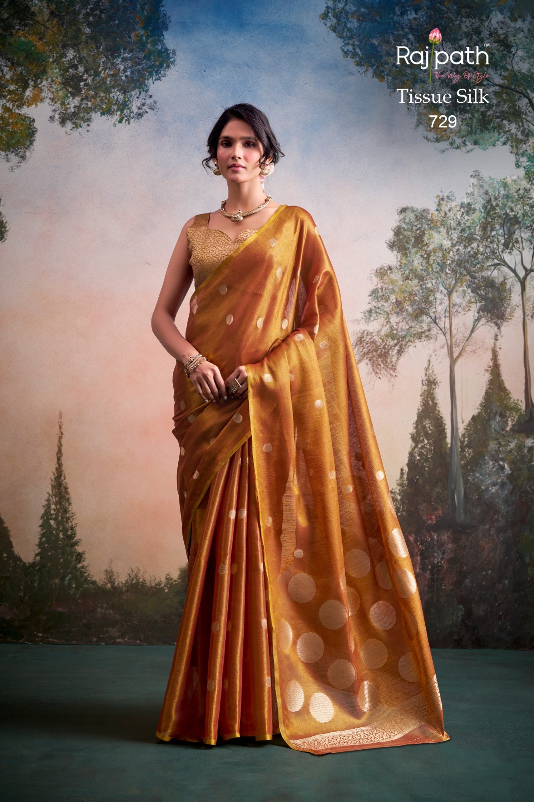 Rajpath Anvika Dollar Tissue Silk Party Wear Saree — Wholesale Sarees, Rajpath wholesale from Surat — view 4