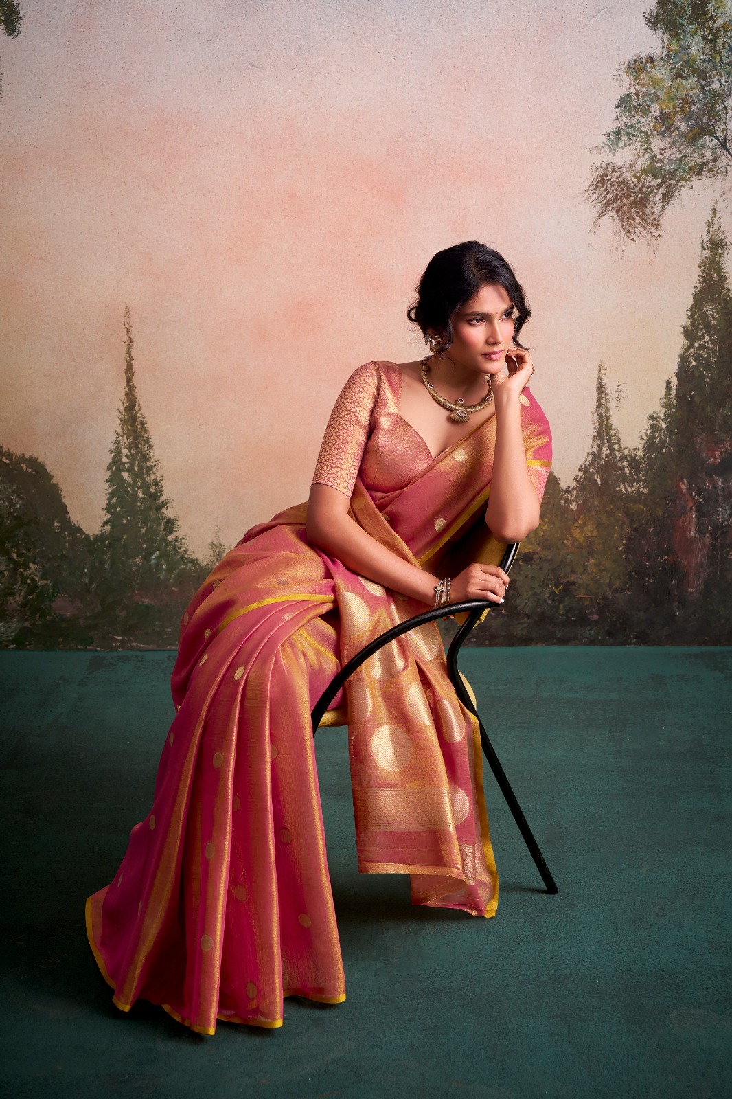 Rajpath Anvika Dollar Tissue Silk Party Wear Saree — Wholesale Sarees, Rajpath wholesale from Surat — view 5